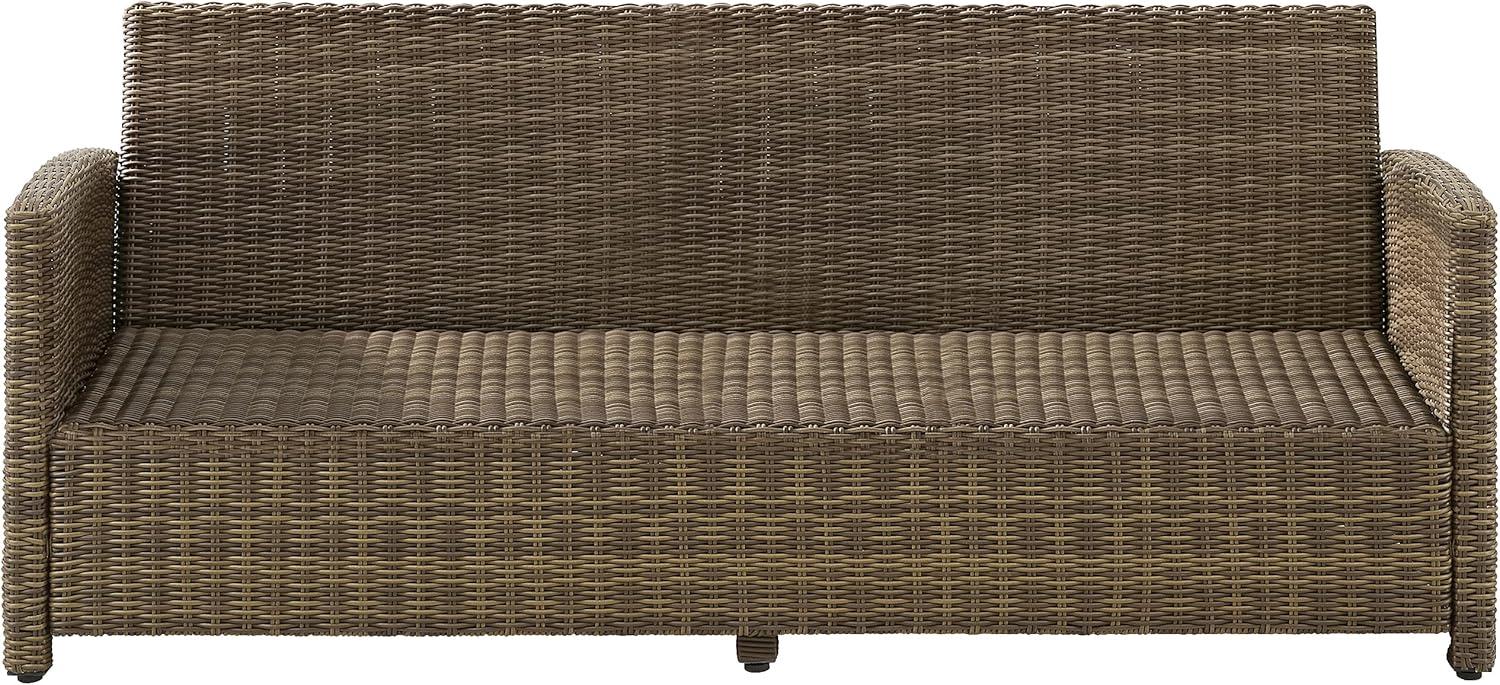 Coastal Gray Wicker Outdoor Sofa with Moisture-Resistant Cushions