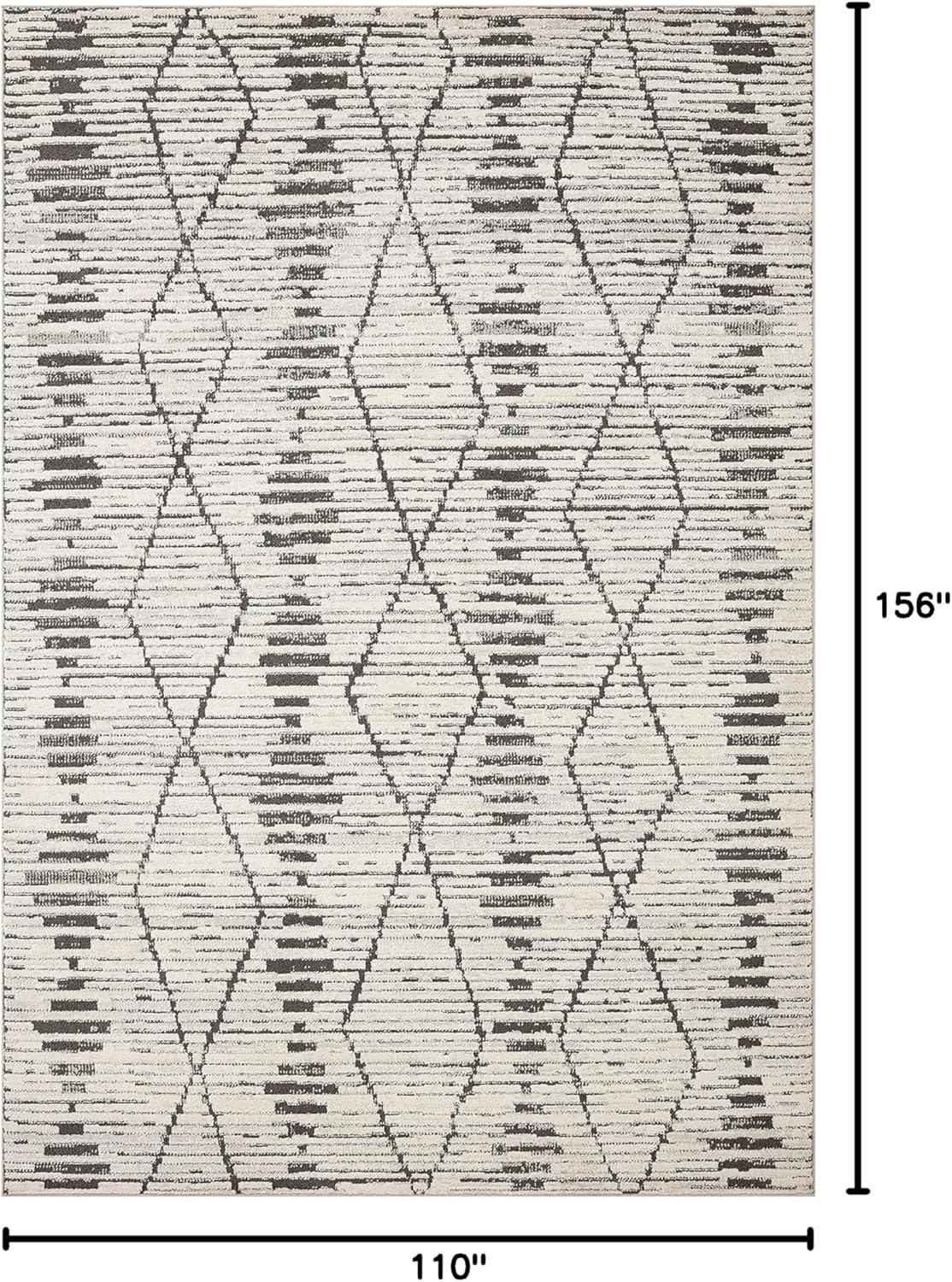 Charcoal Dove Diamond Patterned 9'2" x 13' Wool-Synthetic Rug