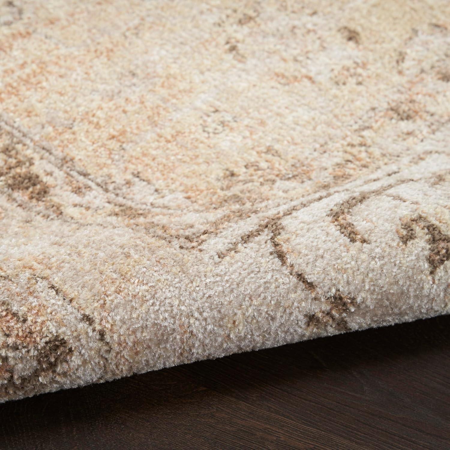 Haydel Oriental Machine Washable Power Loom Polyester Area Rug in Beige
