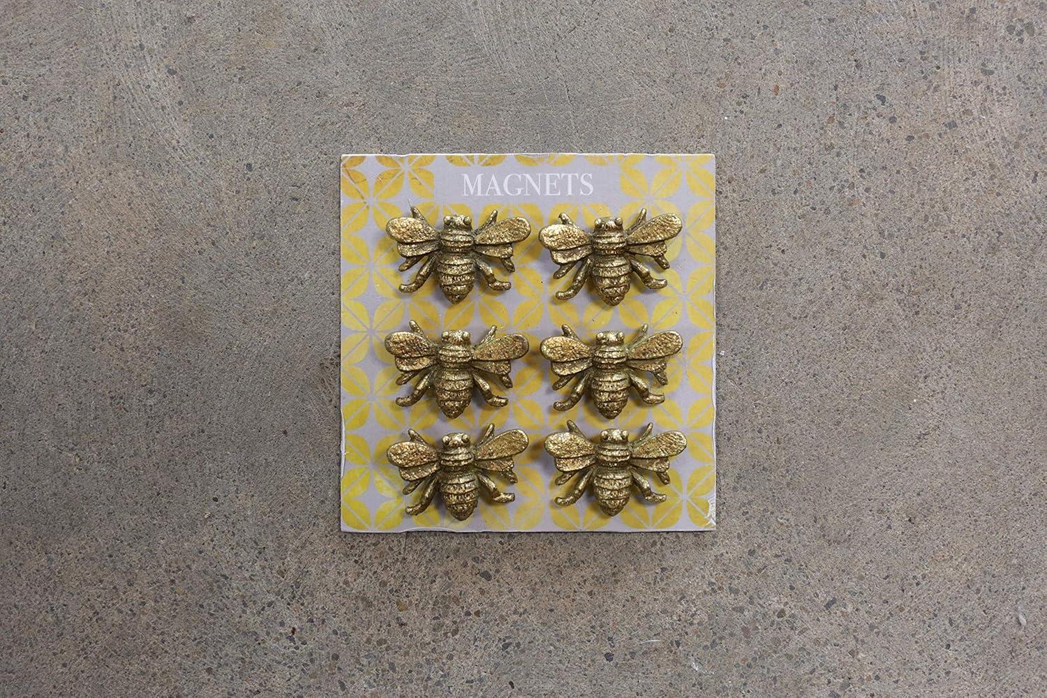 Creative Co-Op Six Pewter Bee Magnets on a Card (Set of 6 Pieces)