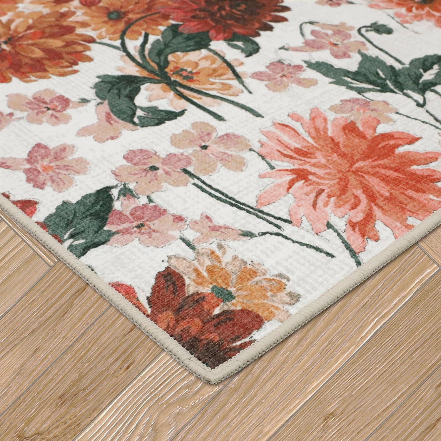 Laura Ashley Laura Ashley Dahlias Chenille Machine Washable, Slip Resistant Accent and Runner Rugs