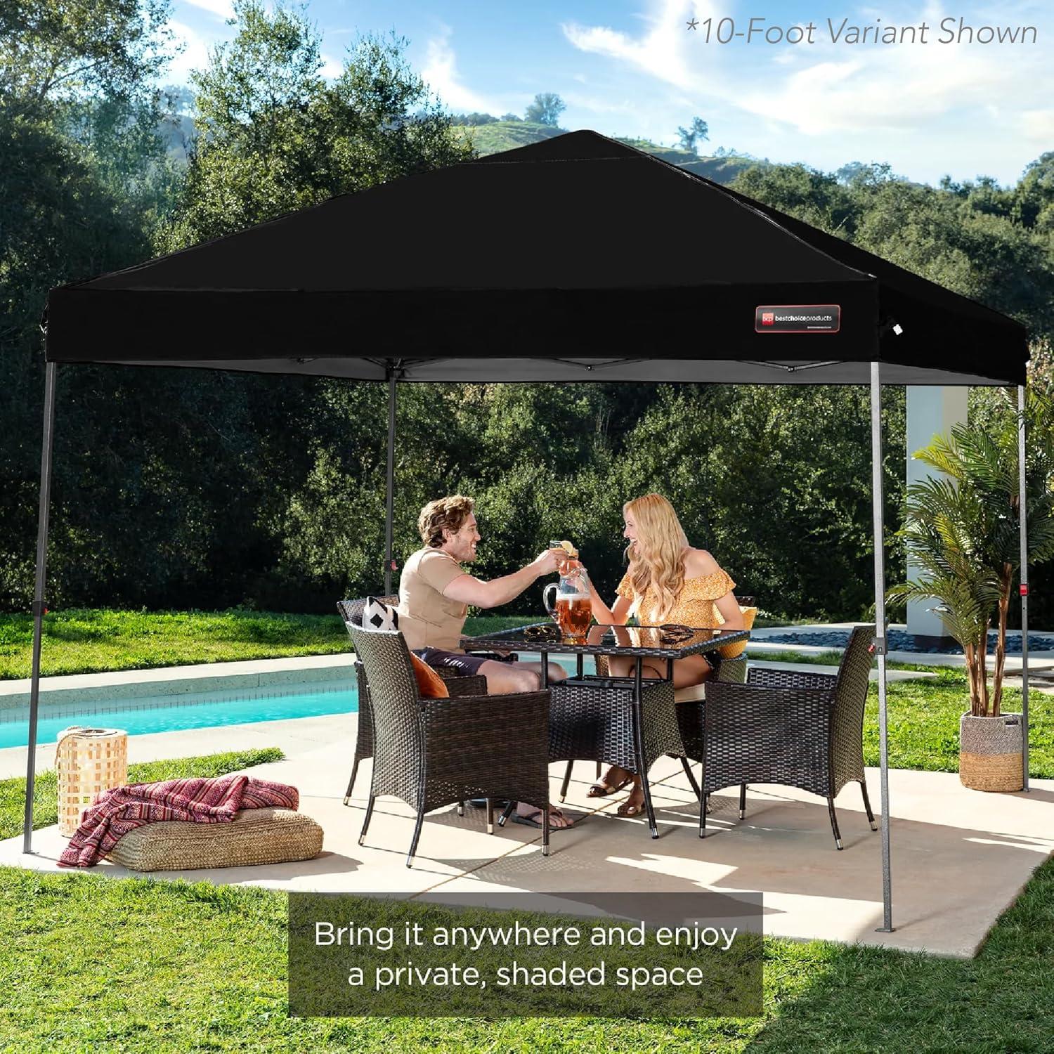 Best Choice Products Best Choice Products Easy Setup Pop Up Canopy W/ 1-Button Setup, Wheeled Case, 4 Weight Bags