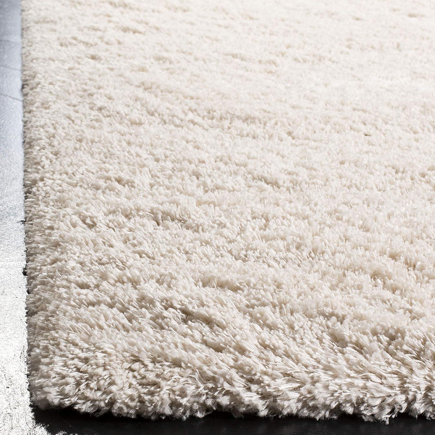 SAFAVIEH Royal Hartley Solid Plush Shag Area Rug, Beige, 5'3" x 7'6"