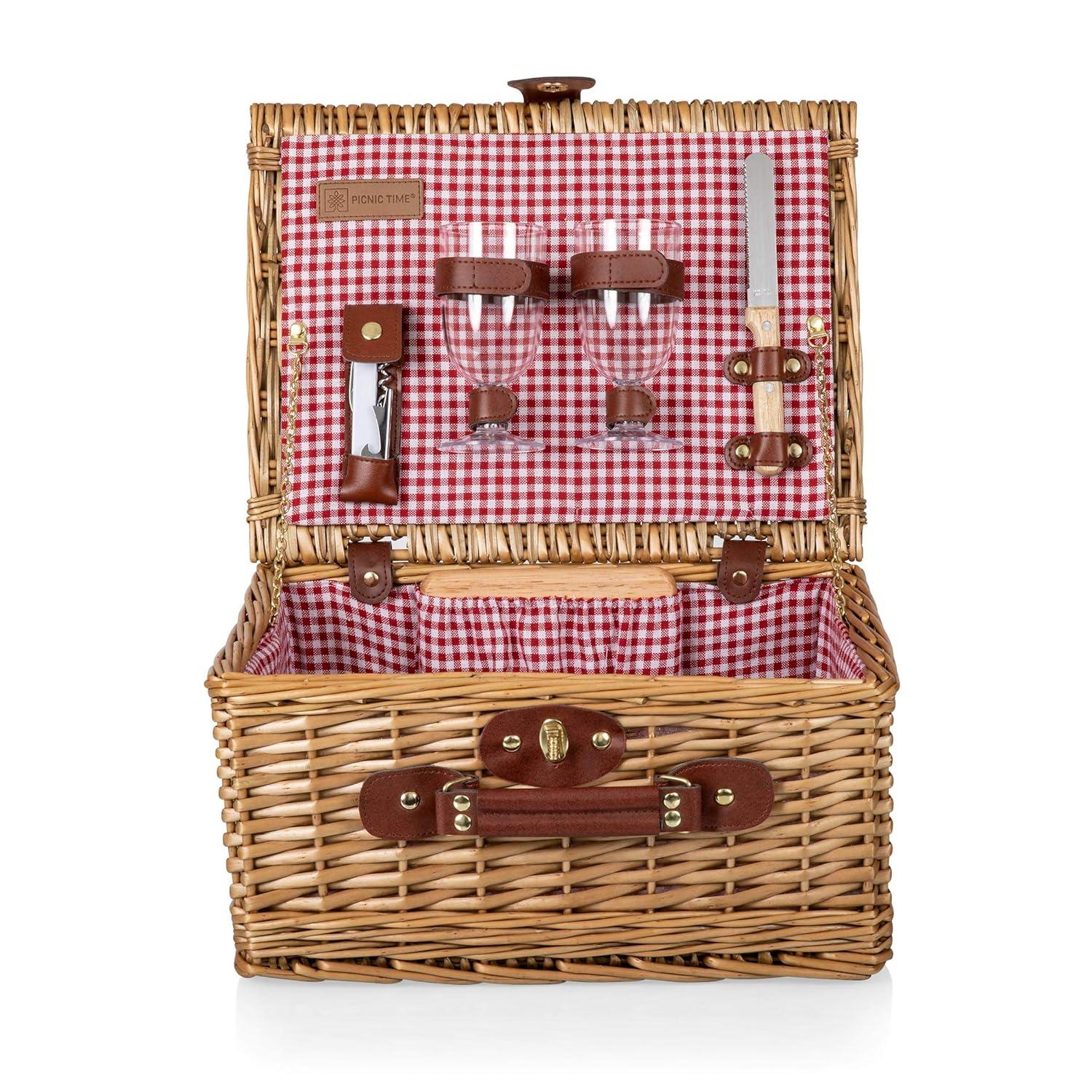 Picnic Time Classic Wine & Cheese Wicker Picnic Basket - Romantic Wine Picnic