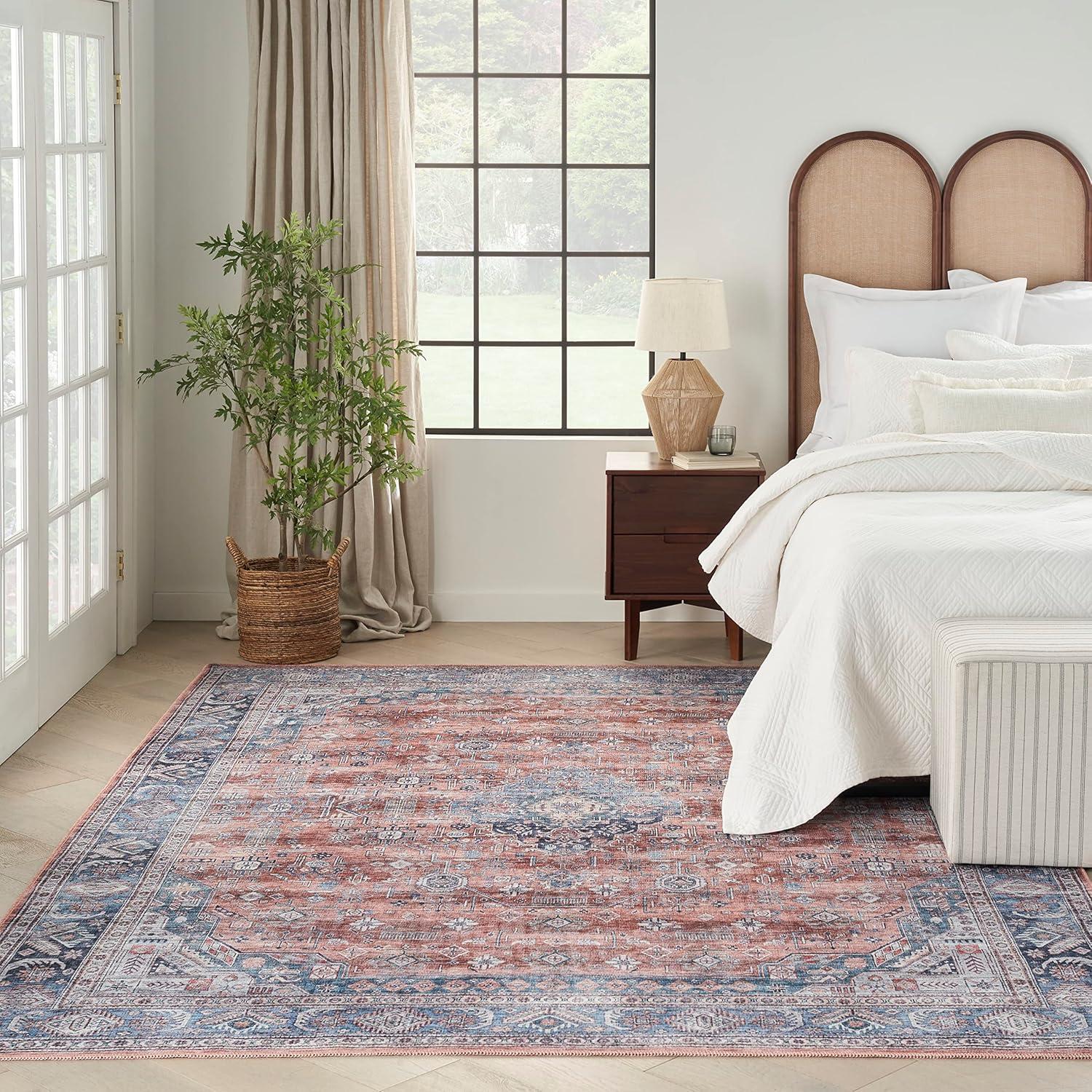 Nourison Washable Brilliance 7'10" x 9'10" Blue/Multi Vintage Indoor Rug
