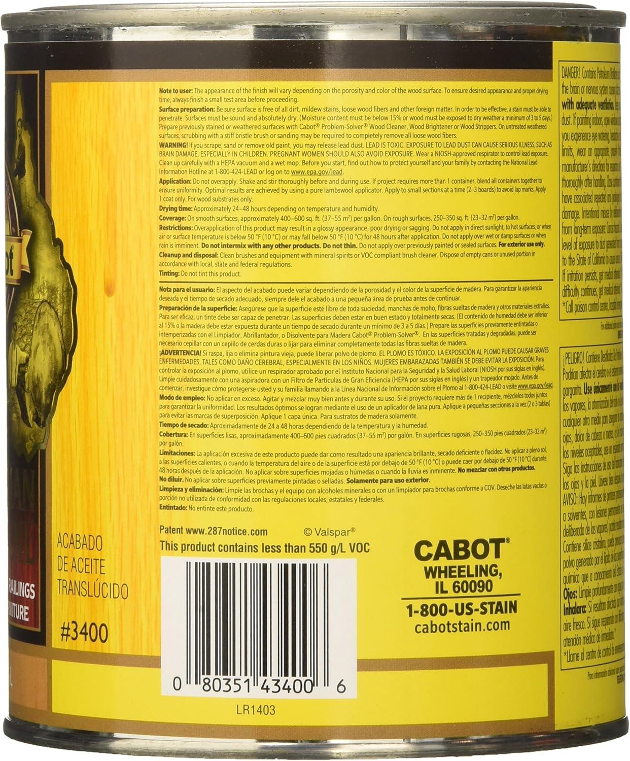 Cabot Australian Timber Oil Translucent Exterior Oil Finish, Natural, 1 Qt.