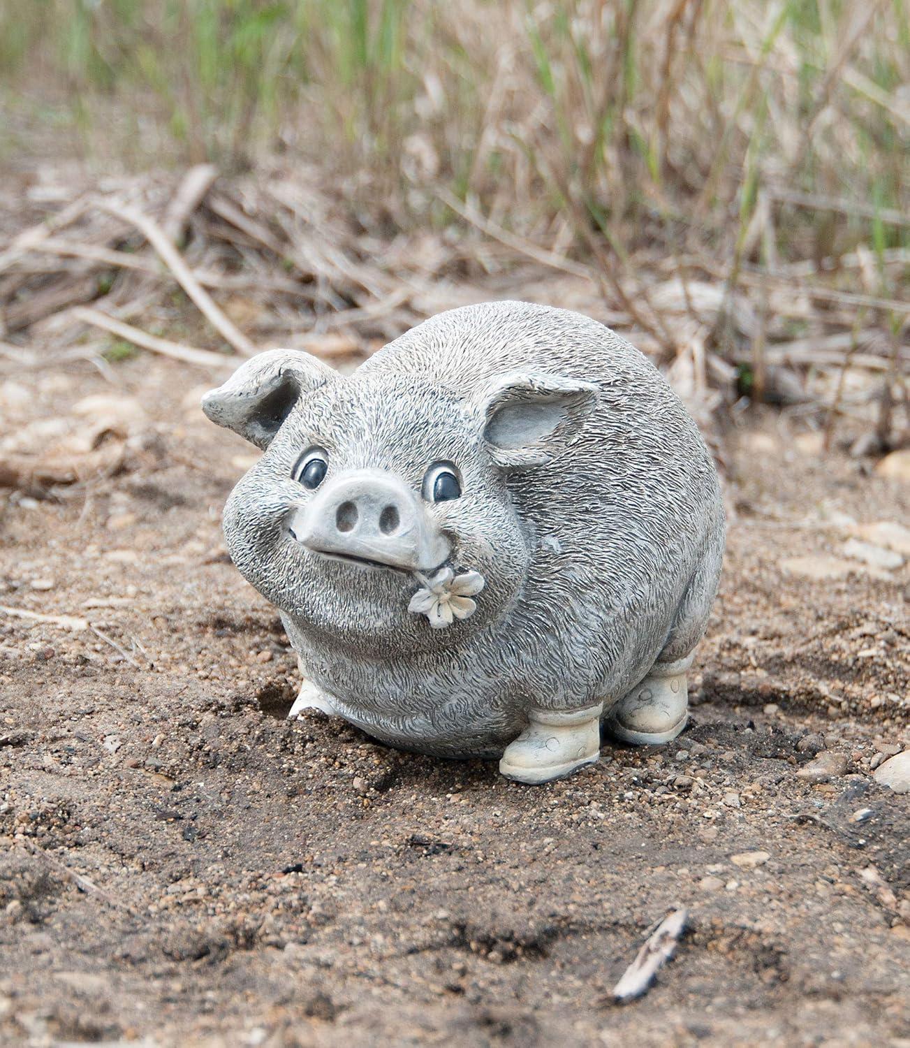 Adorable Pig Garden Statue with Yellow Rain Boots