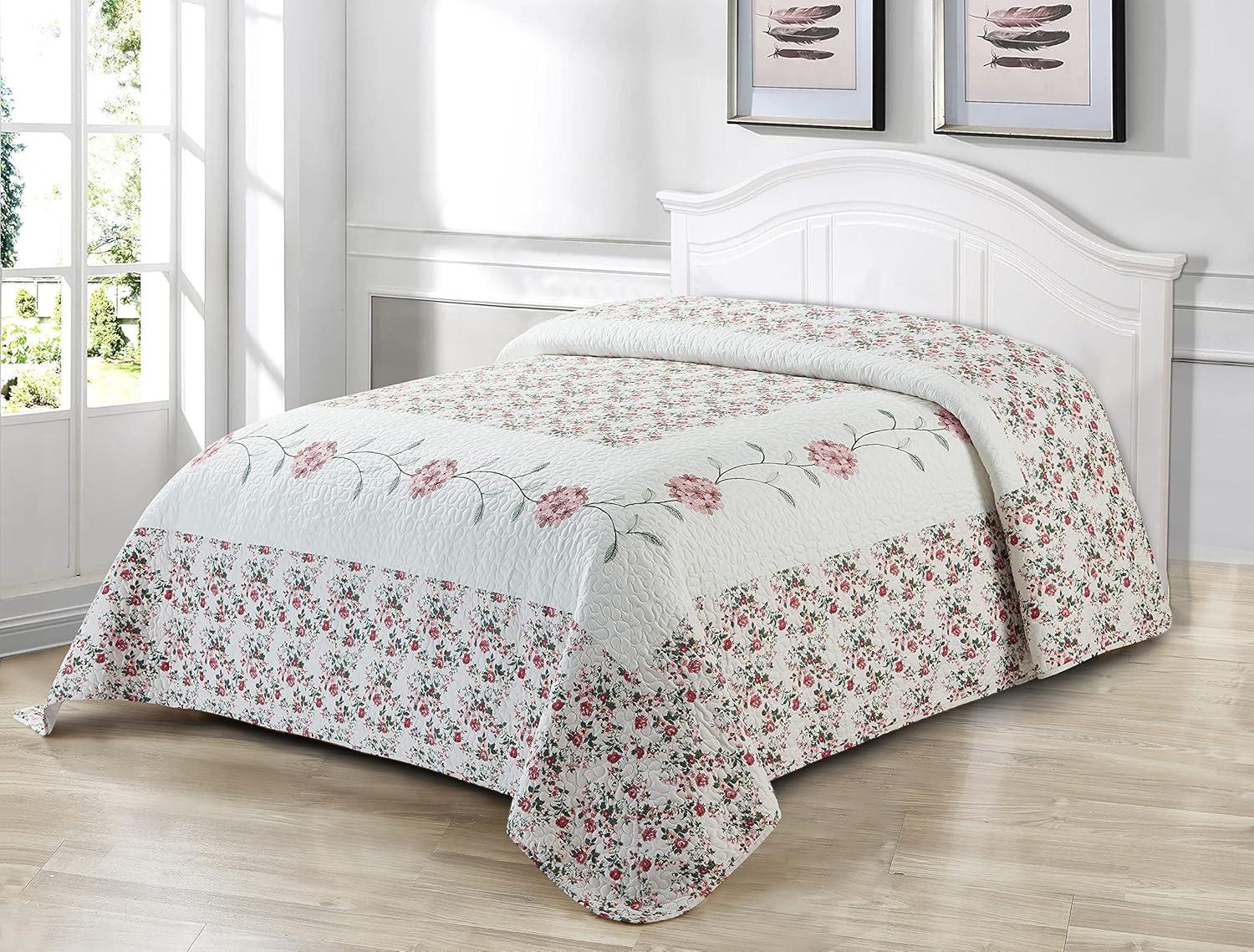 King Rose Microfiber Floral Lightweight Bedspread