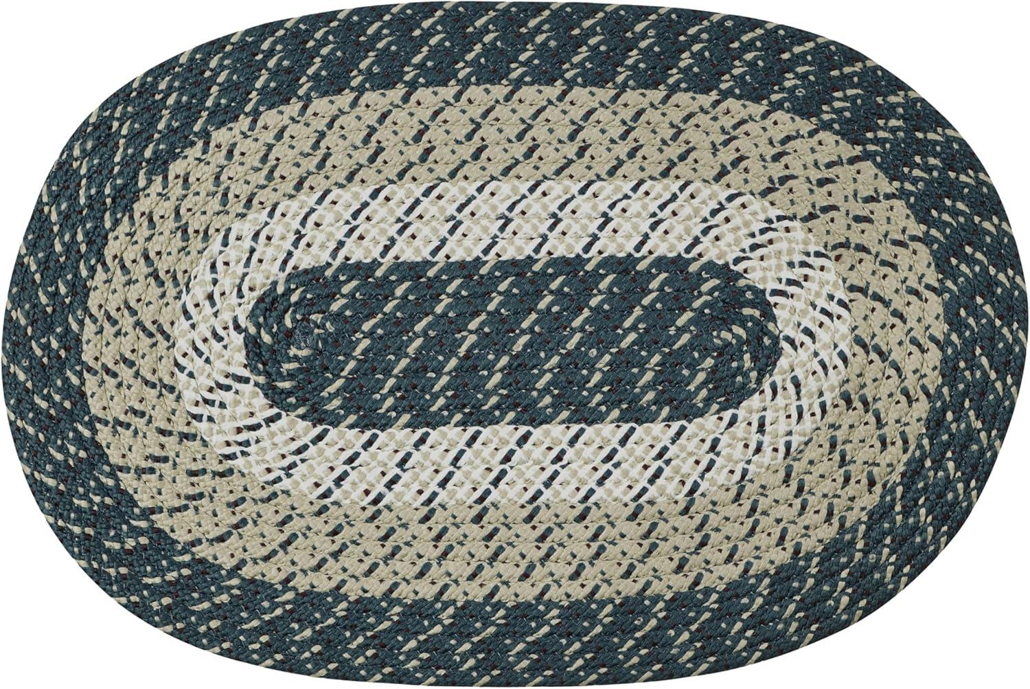 Better Trends Country Braid Reversible Indoor Area Utility Rug 100% Polypropylene, 64" x 100" Oval, Hunter Stripe