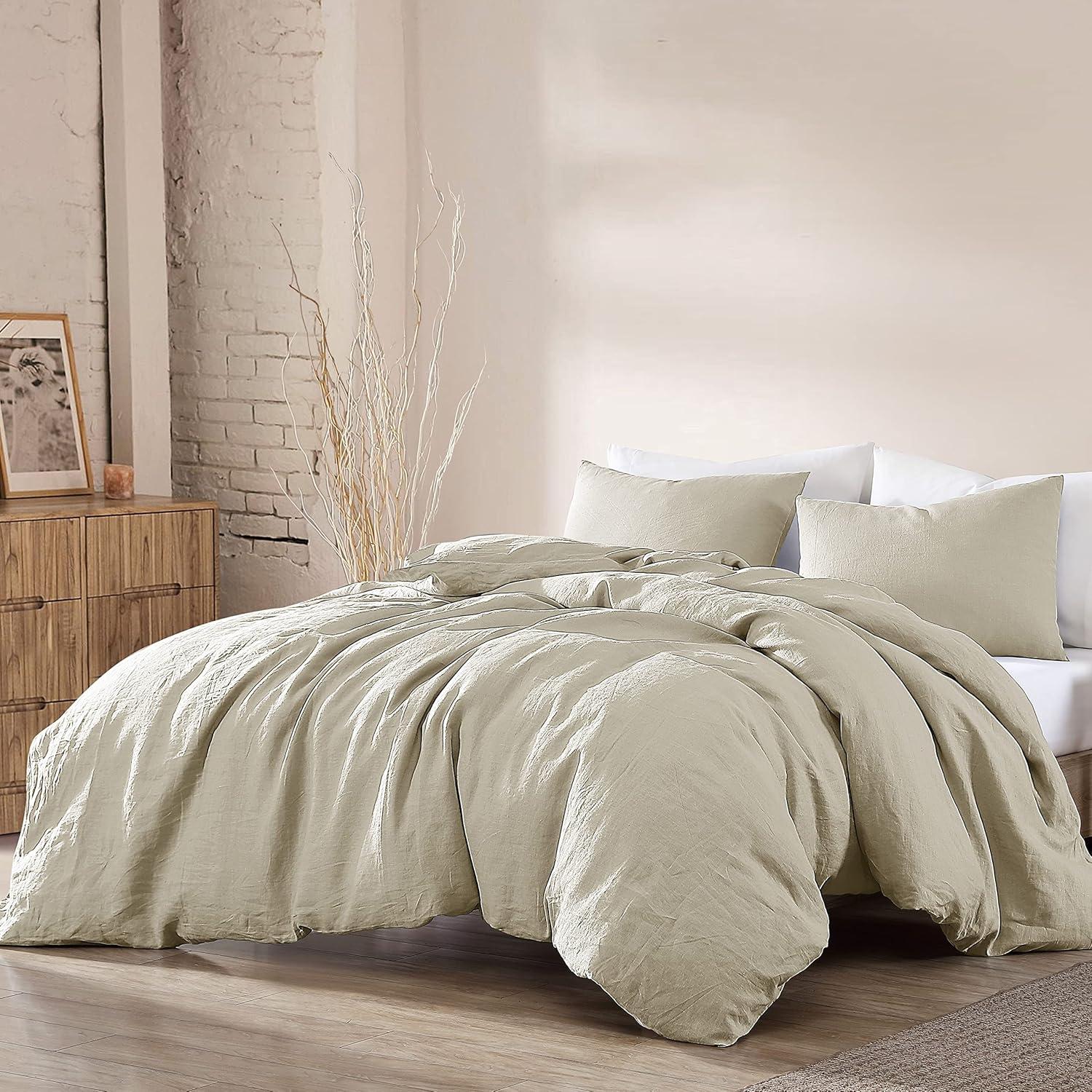 Oatmeal King Cotton Comforter Set with Shams