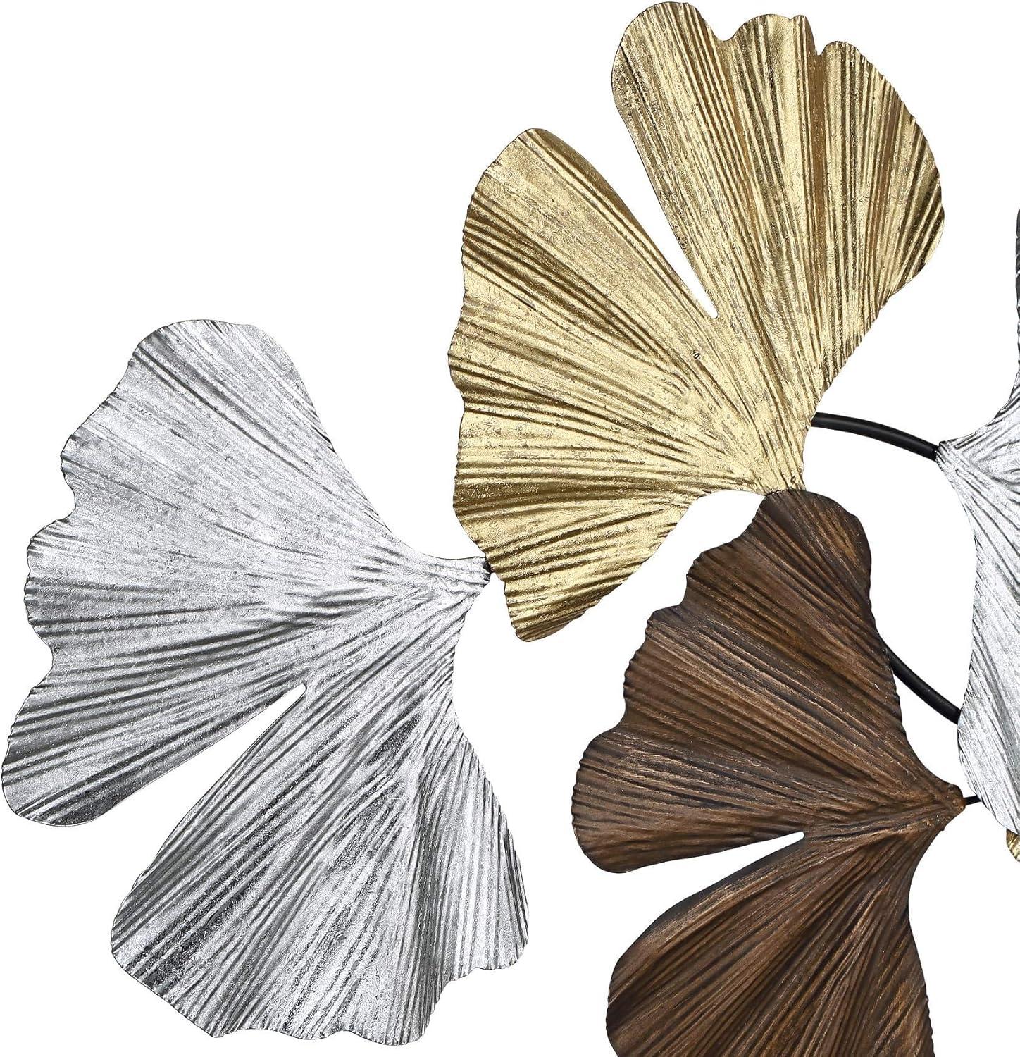 Dahlia Studios Metallic Leaves 41" Wide Metal Wall Art