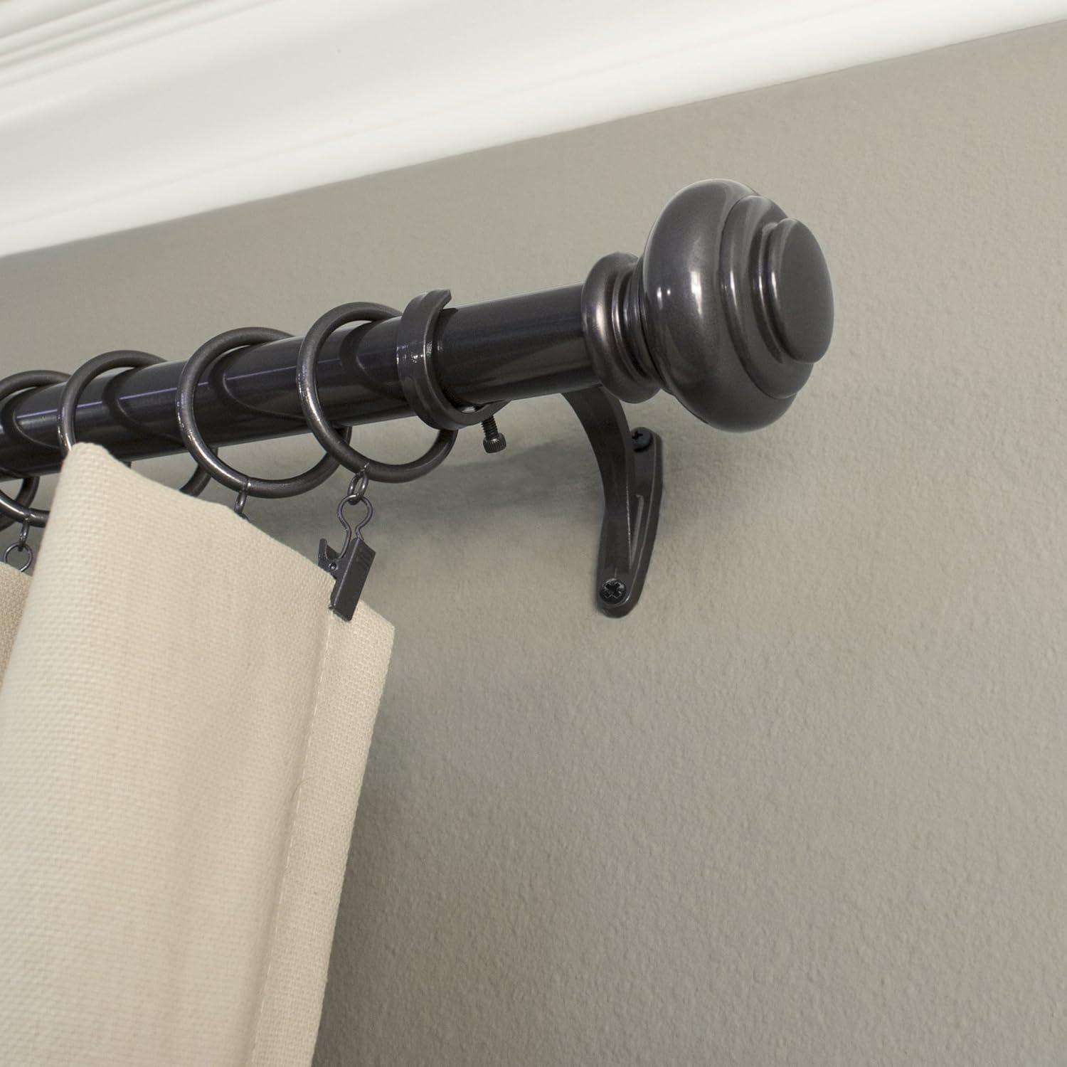 Bronze Adjustable Curtain Rod with Finial, 18-36 Inches