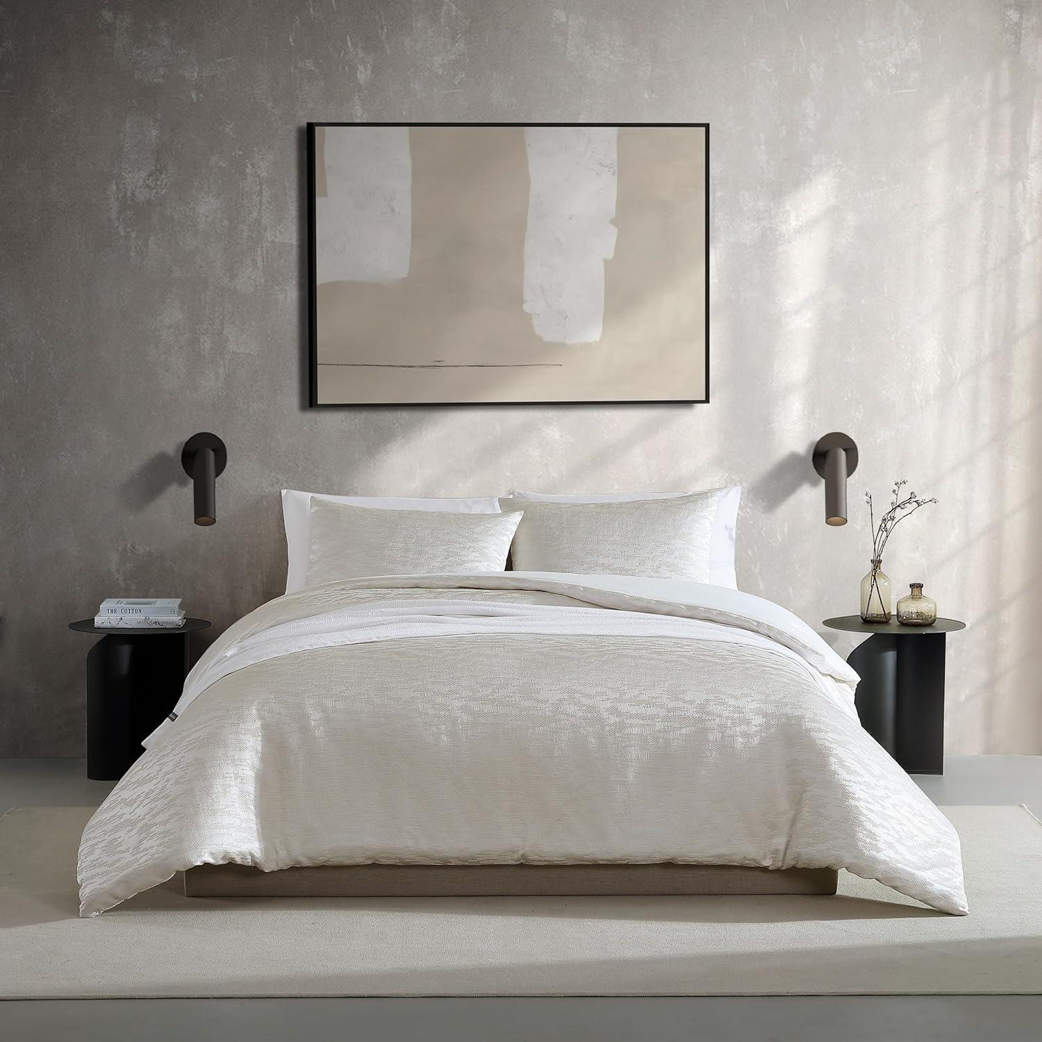 Vera Wang Illusion Ivory Duvet Cover Set