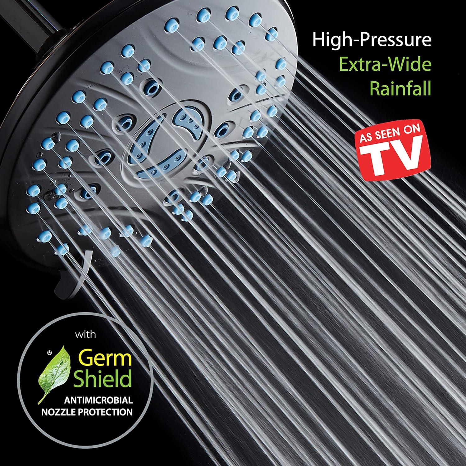 Bronze 7-Inch Round Rainfall Shower Head with 6 Settings