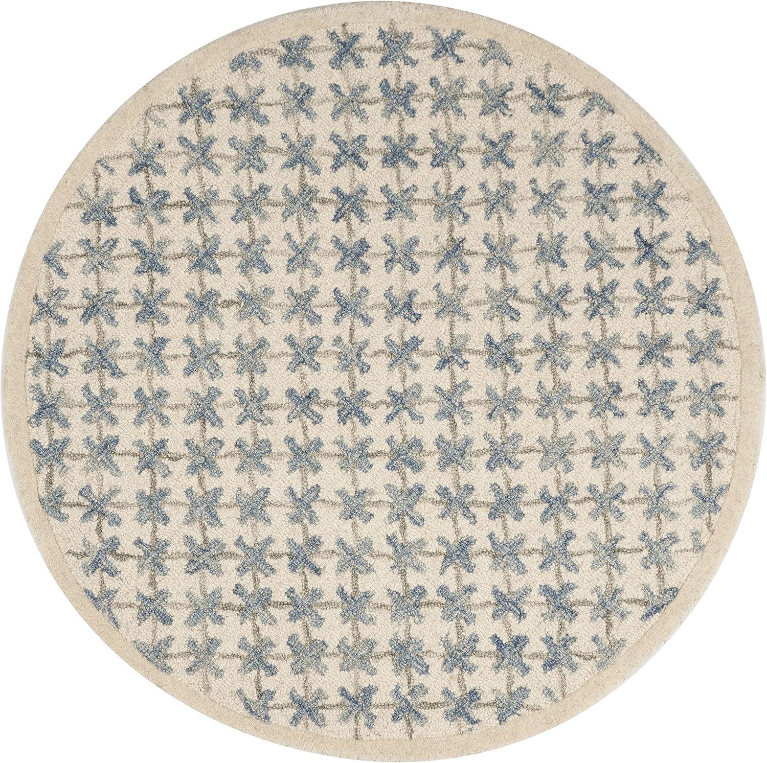 Ivory Elegance 36" Round Hand-Tufted Wool Accent Rug