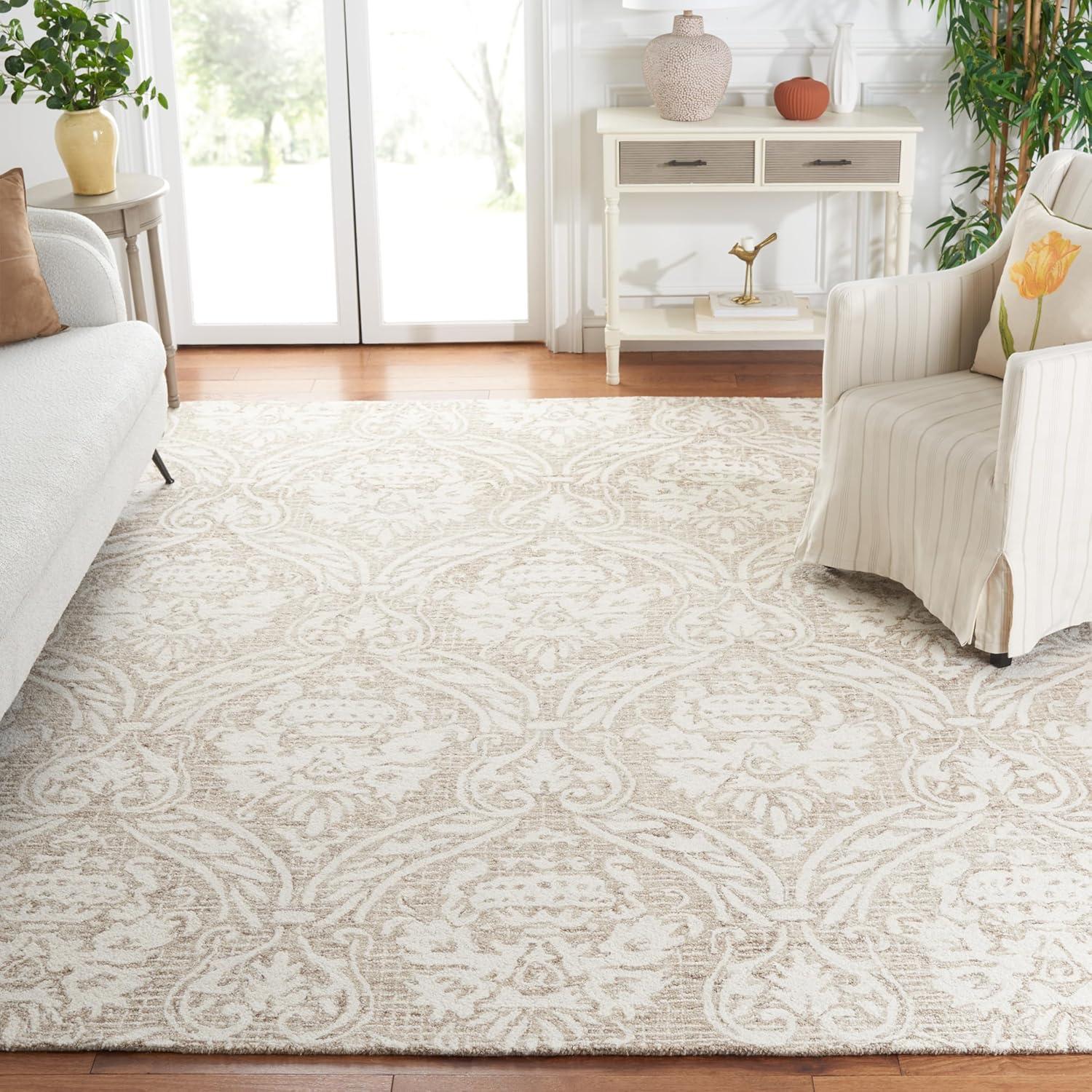 Abstract ABT204 Handmade Indoor Area Rug - Ivory/Beige - 8'x10' - Safavieh