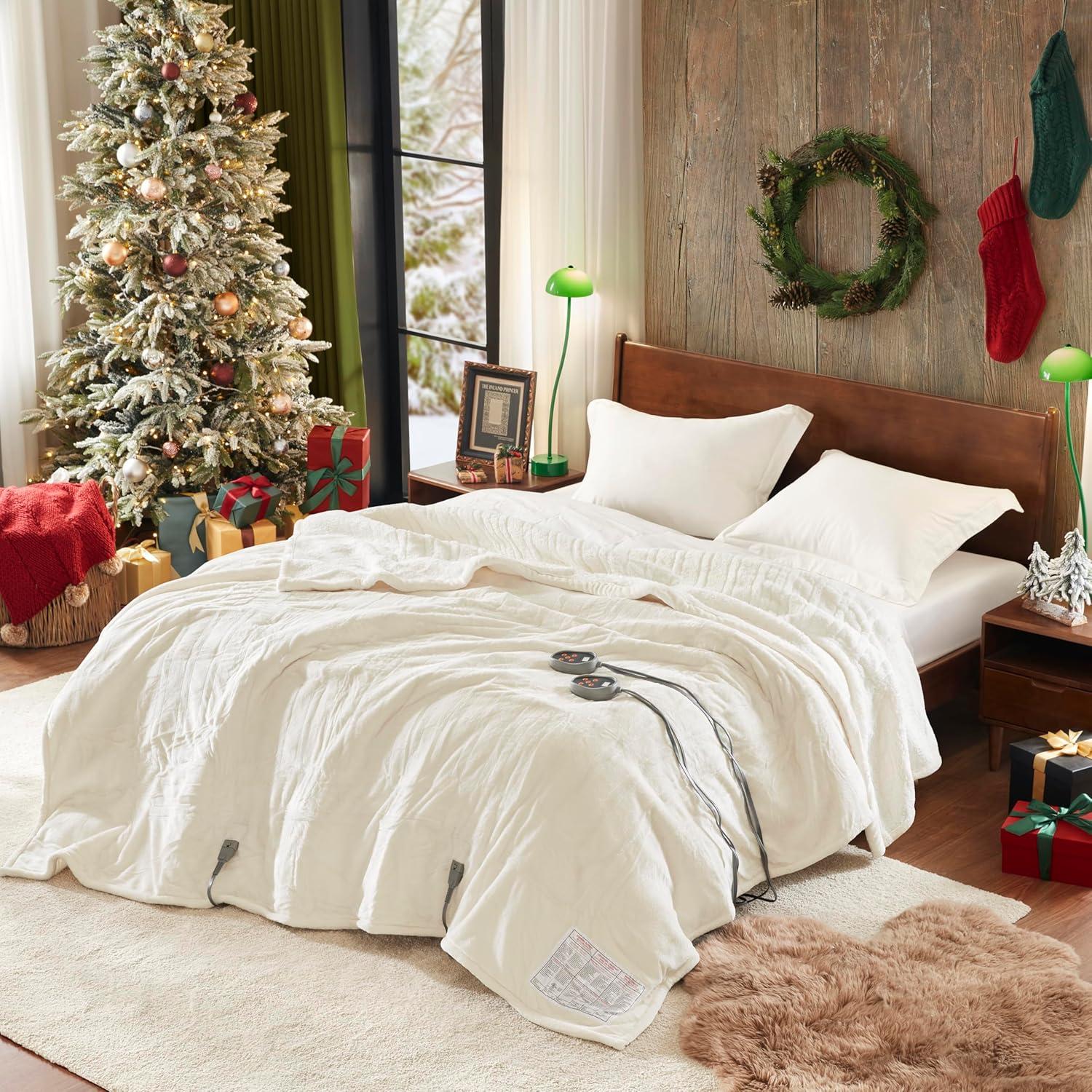 Beautyrest Heated Blanket, Electric Blanket, Soft, Warm, Reversible Plush - Sherpa Heating Blanket with 20 Heat Settings, 1-10 hrs Timer Auto Shut Off, Machine Washable, King (90 inx100 in), Ivory