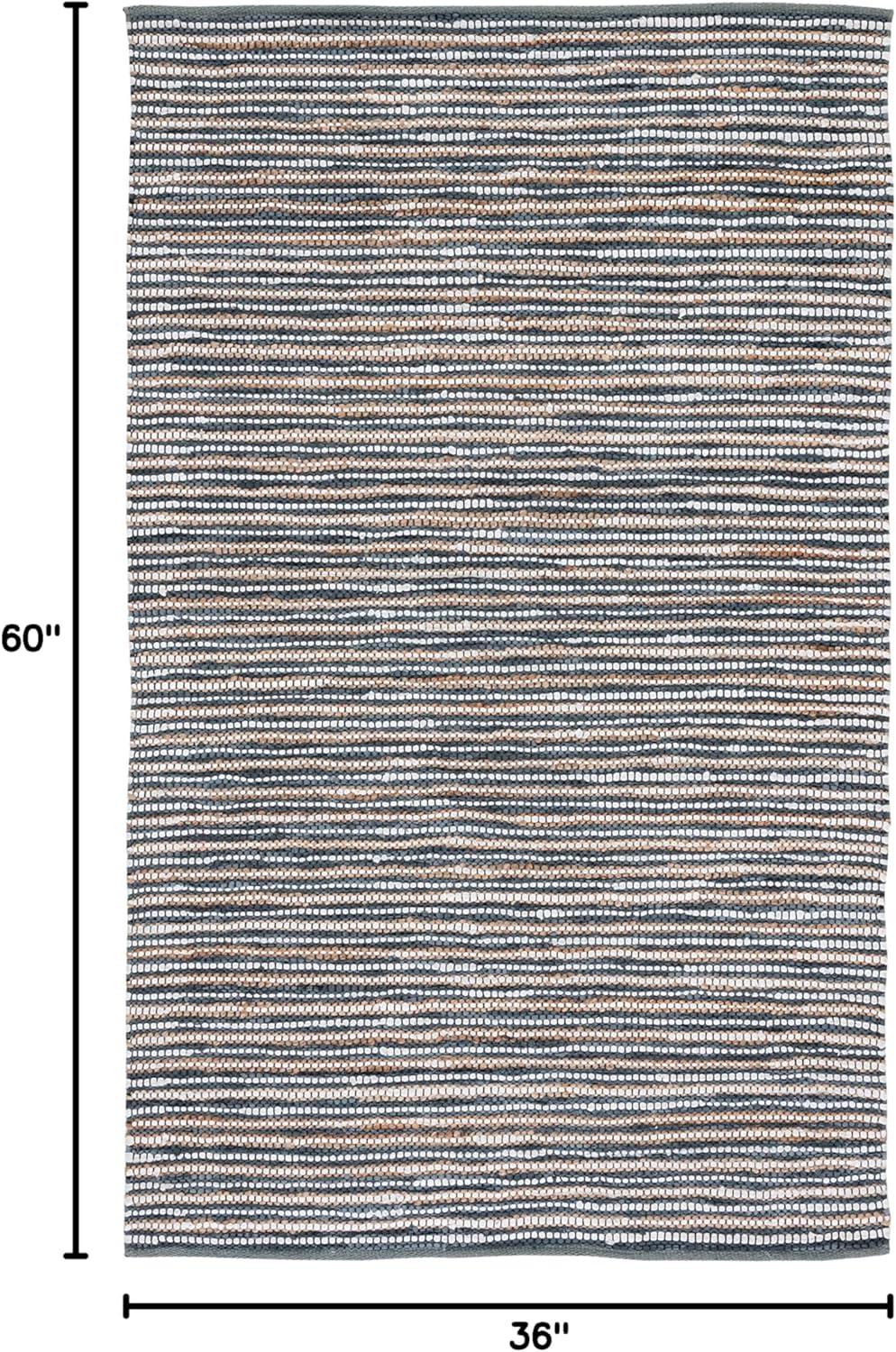 Vintage Leather VTL205 Hand Woven Area Rug - Dark Grey/Ivory - 3'x5' - Safavieh.