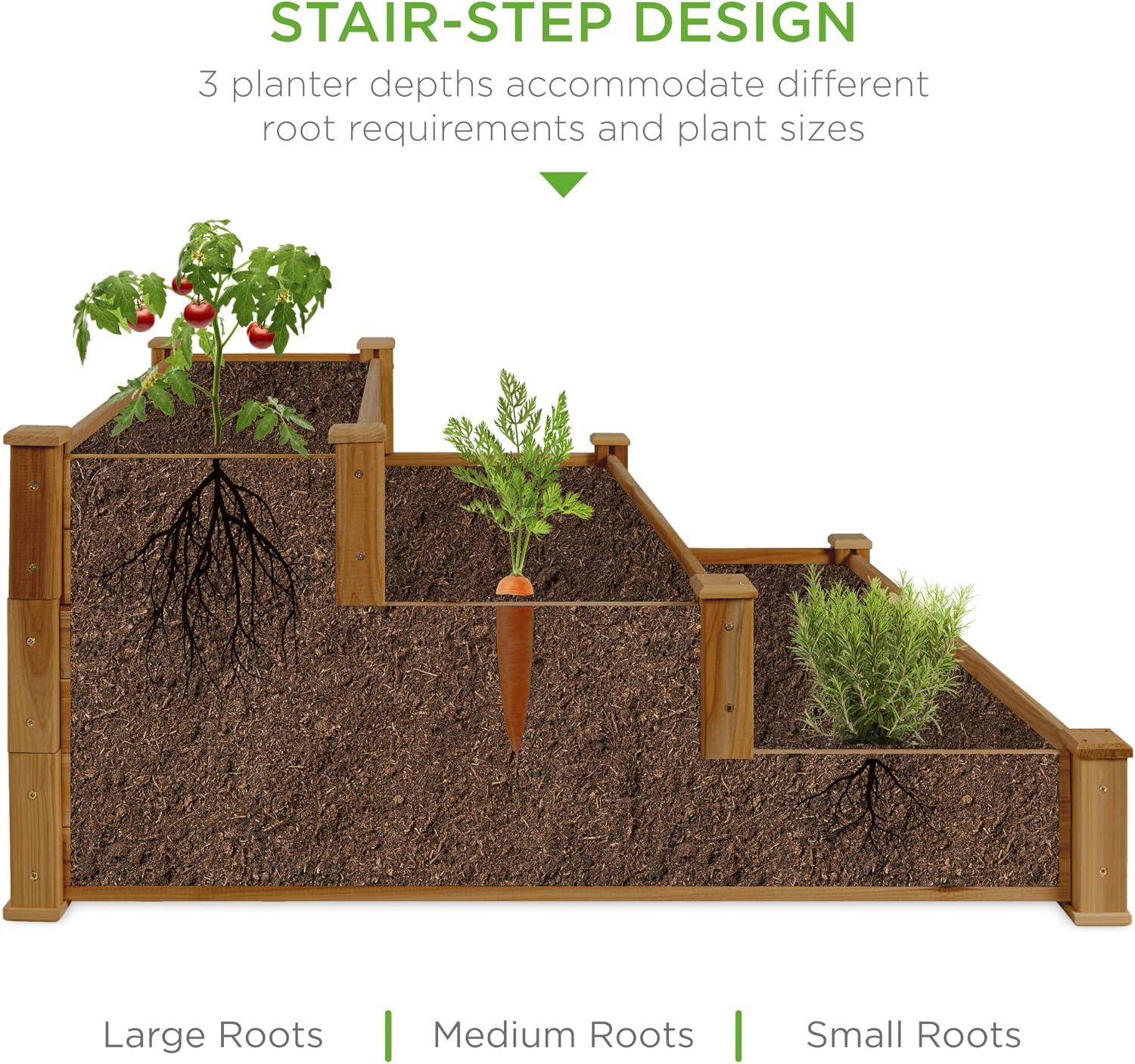 Arlmont & Co. Rosselyn 3-Tier Fir Wood Raised Garden Bed Planter for Plants, Vegetables, Outdoor Gardening
