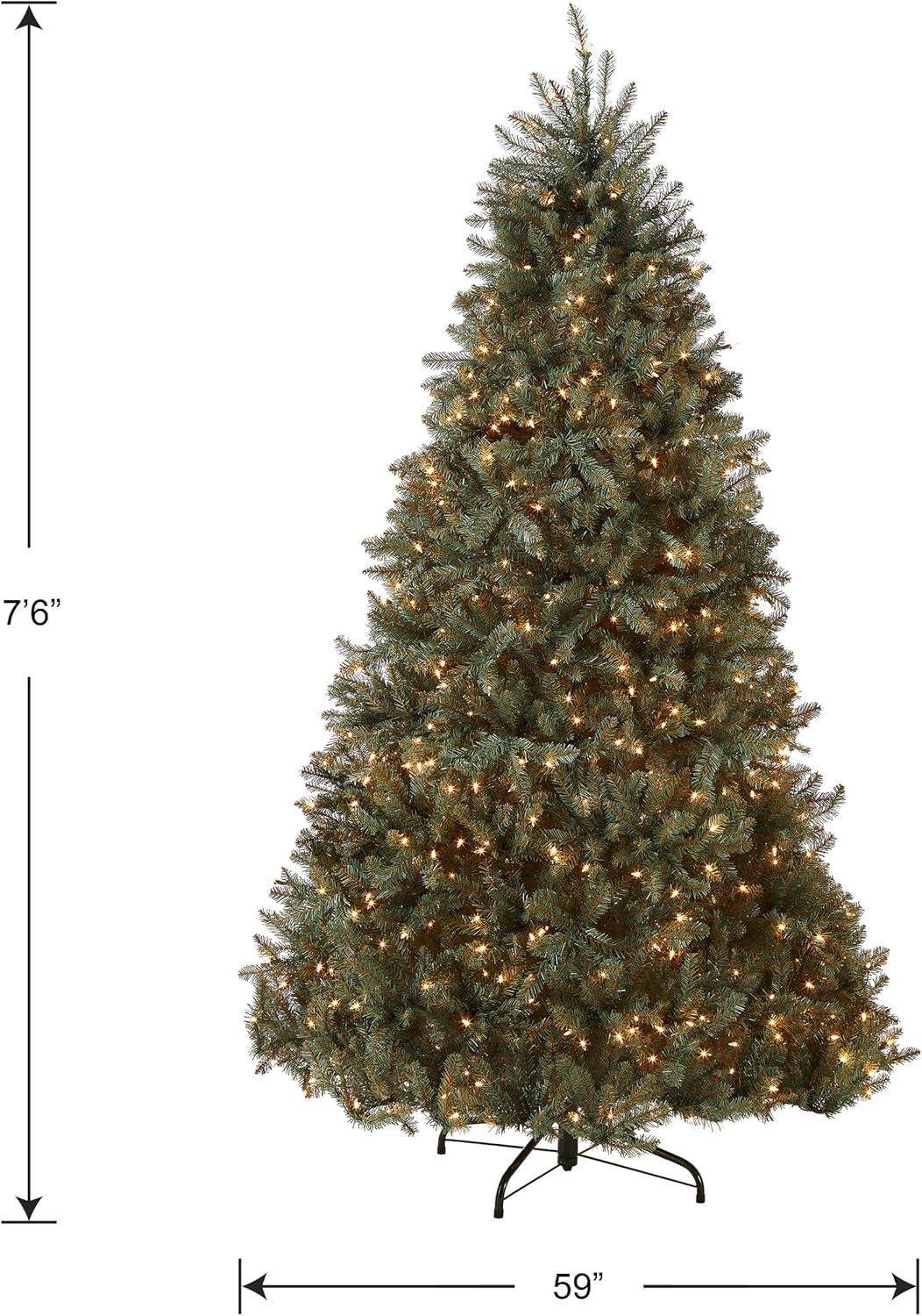 National Tree Company 7.5' Pre-lit Full Dunhill Blue Fir Artificial Christmas Tree with Clear Lights