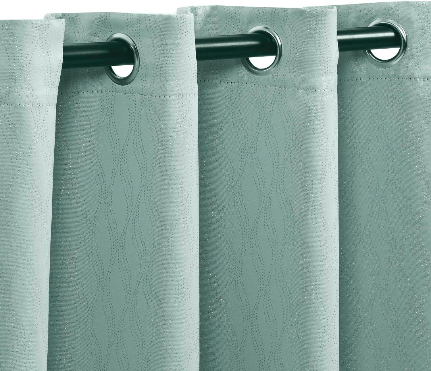 Superior Zuir Blackout Curtain Panel, 6 Grommets, Set of 2, 42" W x 96" L, Sea Foam