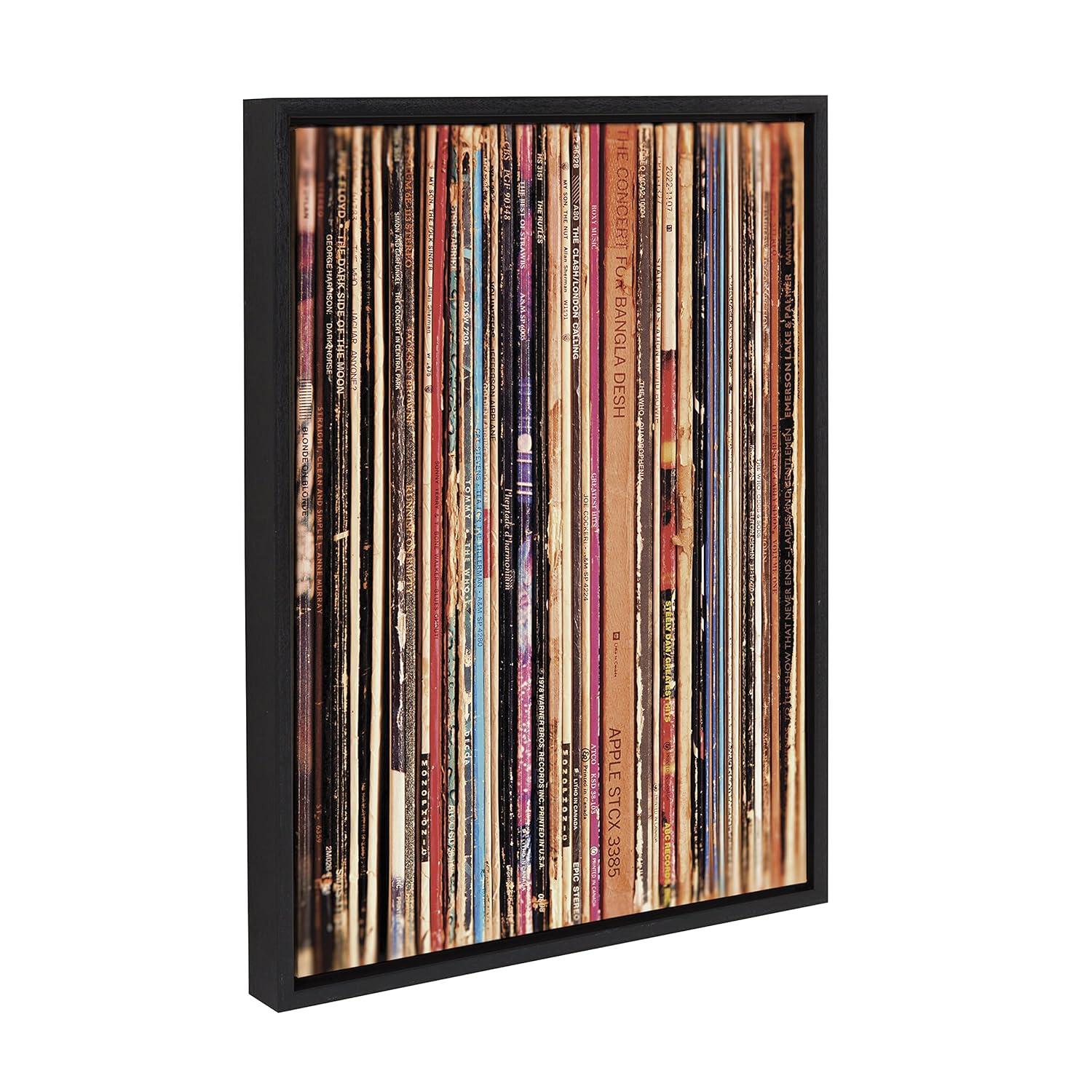 18" x 24" Sylvie Records Framed Canvas by Robert Cadloff - Kate & Laurel: Vinyl Collection Wall Art