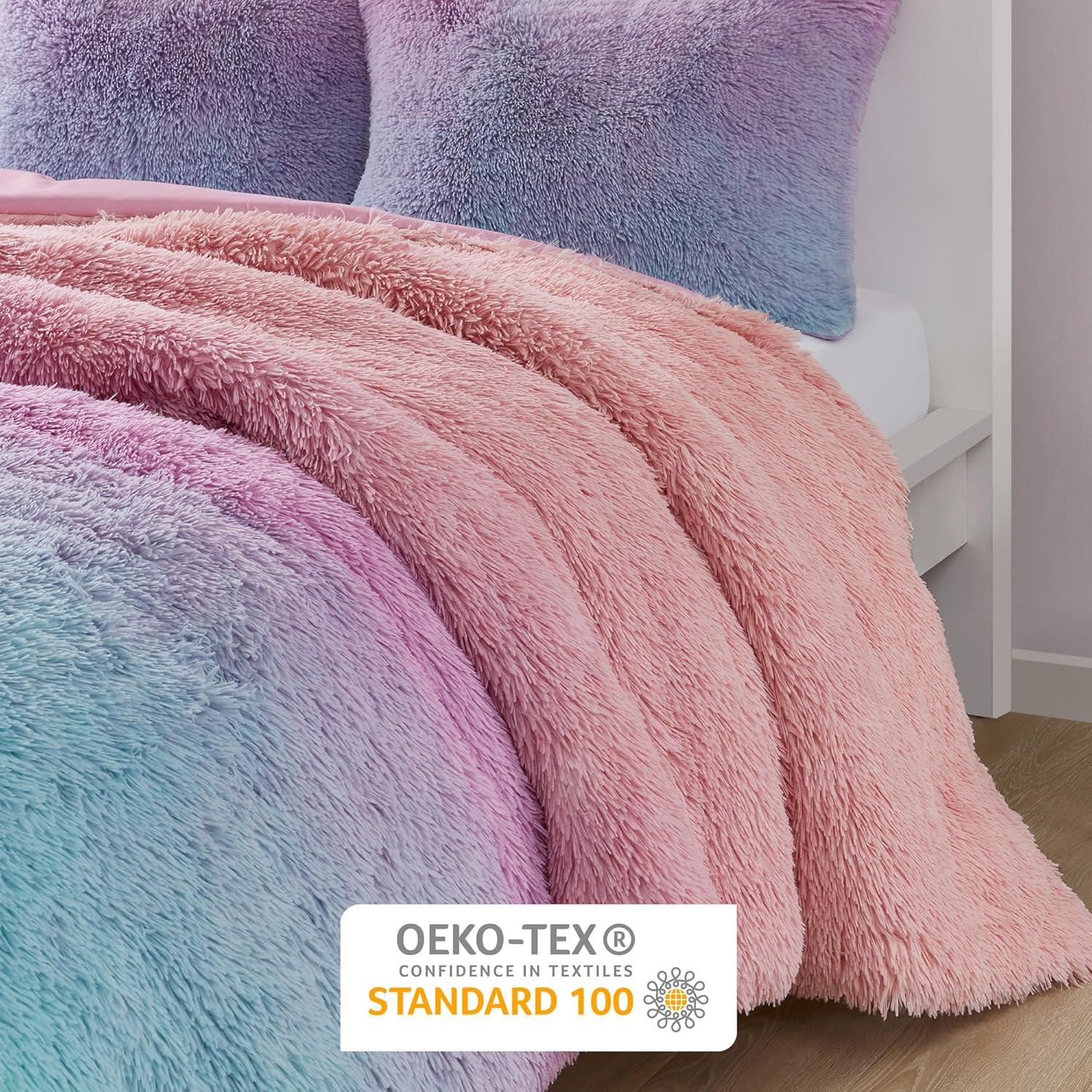 Intelligent Design Pastel Ombre Shaggy Faux Fur Comforter Set