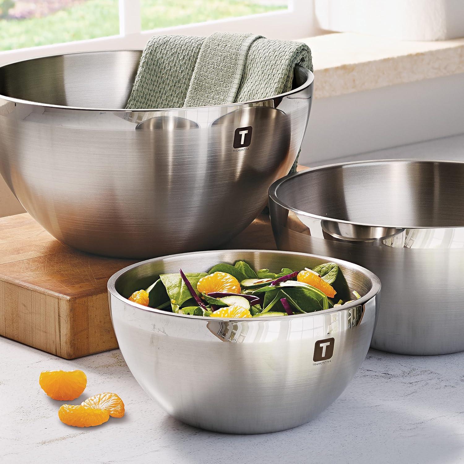 Tramontina Gourmet Double-Wall 3 Piece Stainless Steel Mixing Bowl Set