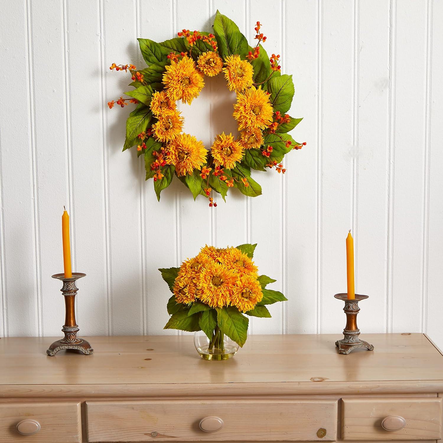 Nearly Natural Golden Sunflower Arrangement