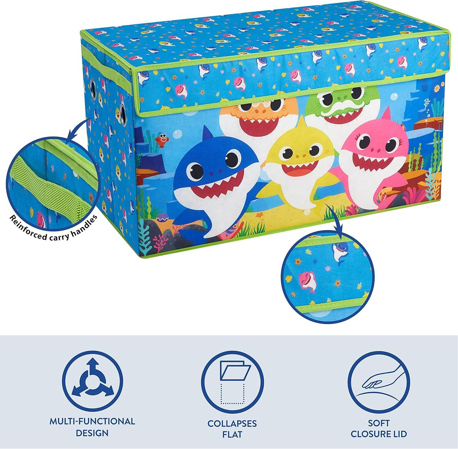 Pinkfong Baby Shark Blue Soft Polyester Canvas Collapsible Toy Storage Trunk for Kids