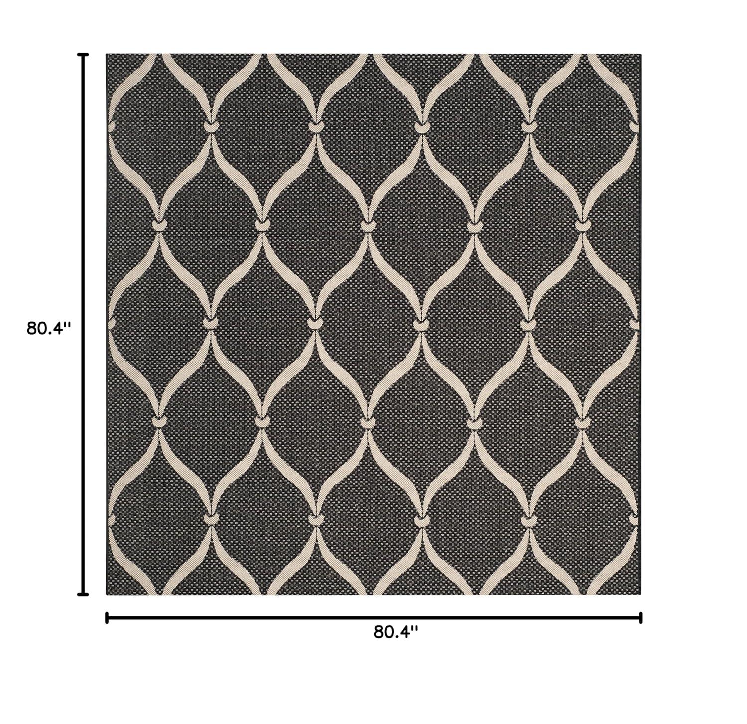Courtyard CY6654 Power Loomed Indoor and Outdoor Area Rug - Black/Beige - 6'7"x6'7" - Safavieh