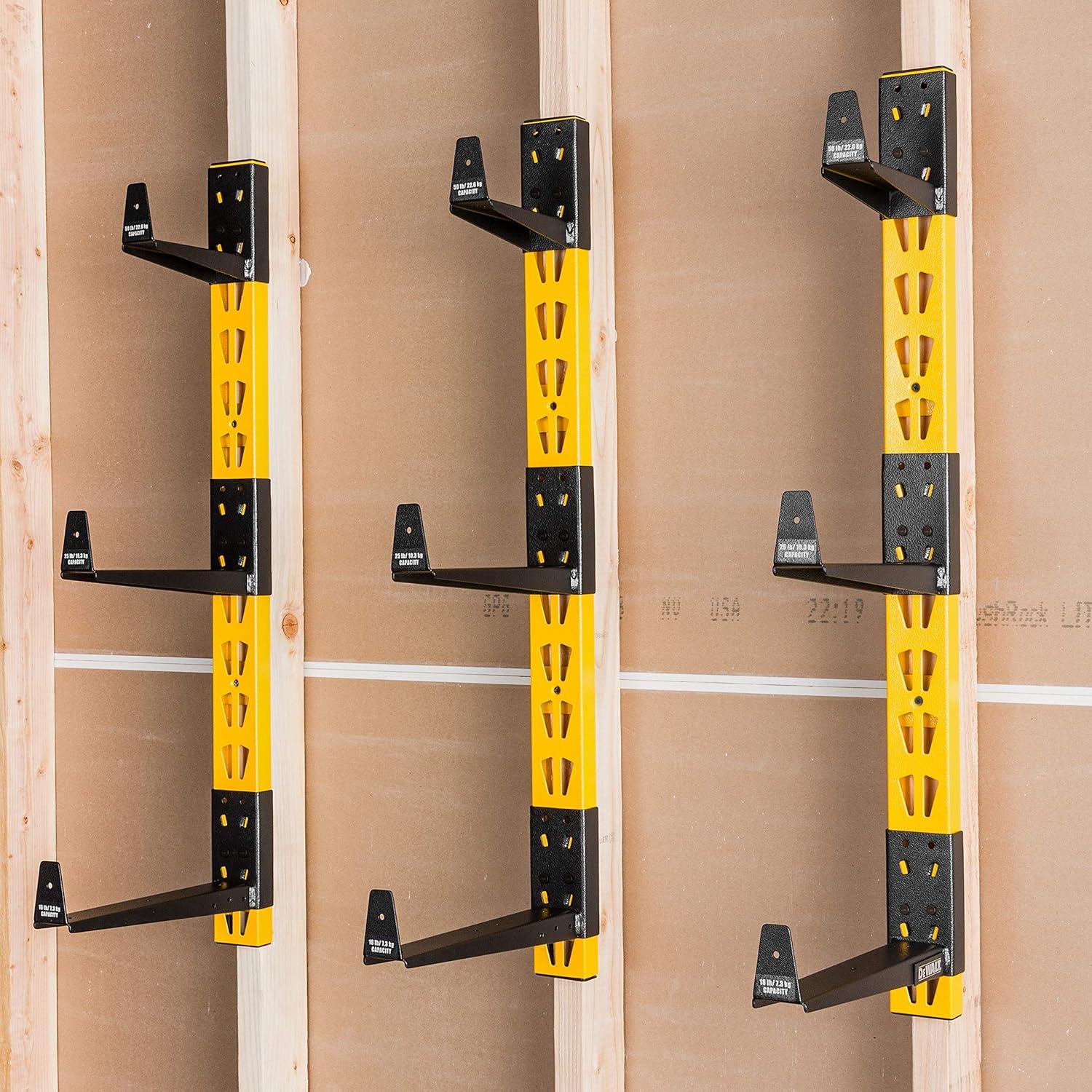 DEWALT 36 in. H X 12 in. D Wall Mount Cantilever Rack/Garage Wall Shelf with 9-Brackets, Black/Yellow