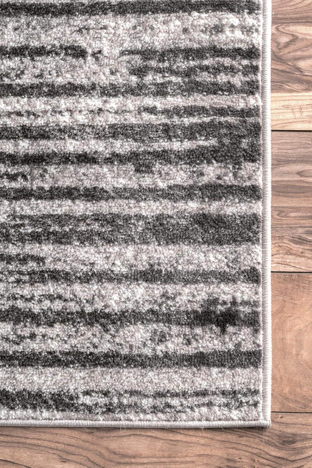 Nuloom Elsa Striped 2x3 Accent Indoor Area Rug for Living Room Bedroom Dining Room Entryway Kitchen, Grey/Ivory