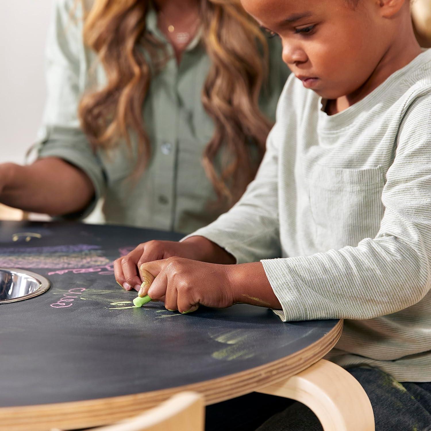 ECR4Kids Bentwood Round Table and Curved Back Chair Set, Kids Furniture, 5-Piece