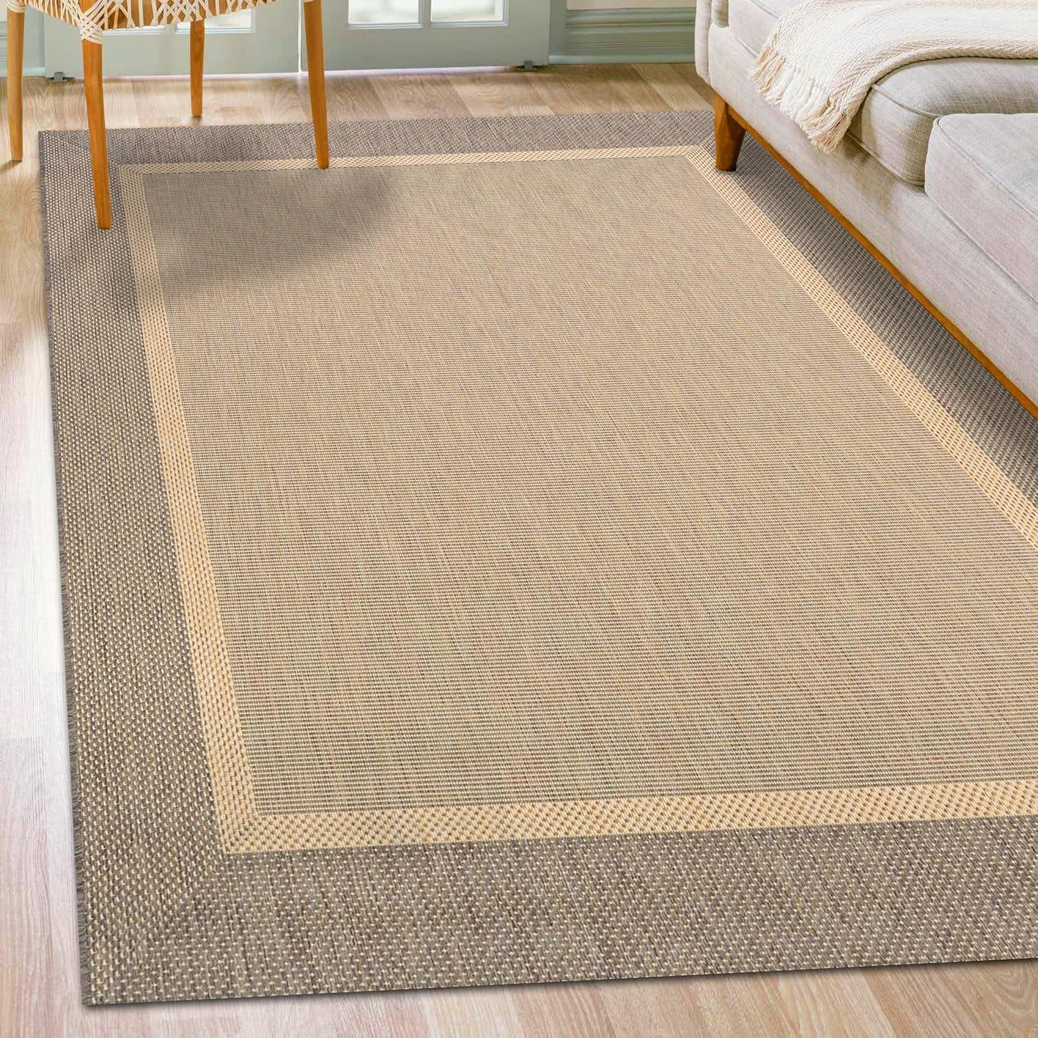 Recife Stria Texture 5' x 7' Blue Synthetic Rectangular Rug