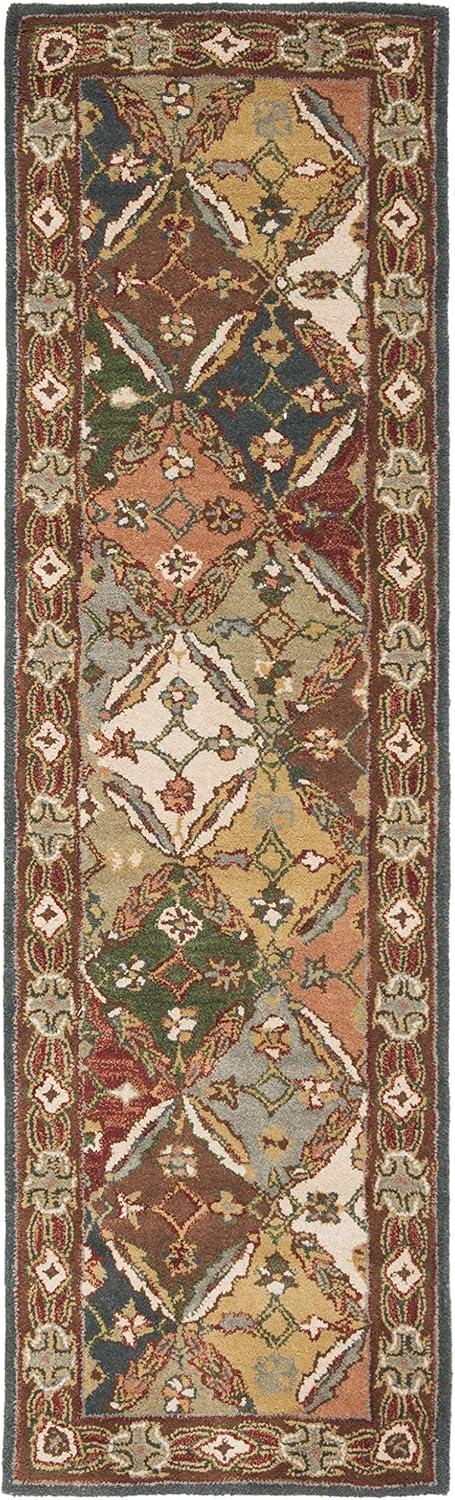 SAFAVIEH Heritage Abbey Traditional Wool Runner Rug, Green/Red, 2'3" x 12'
