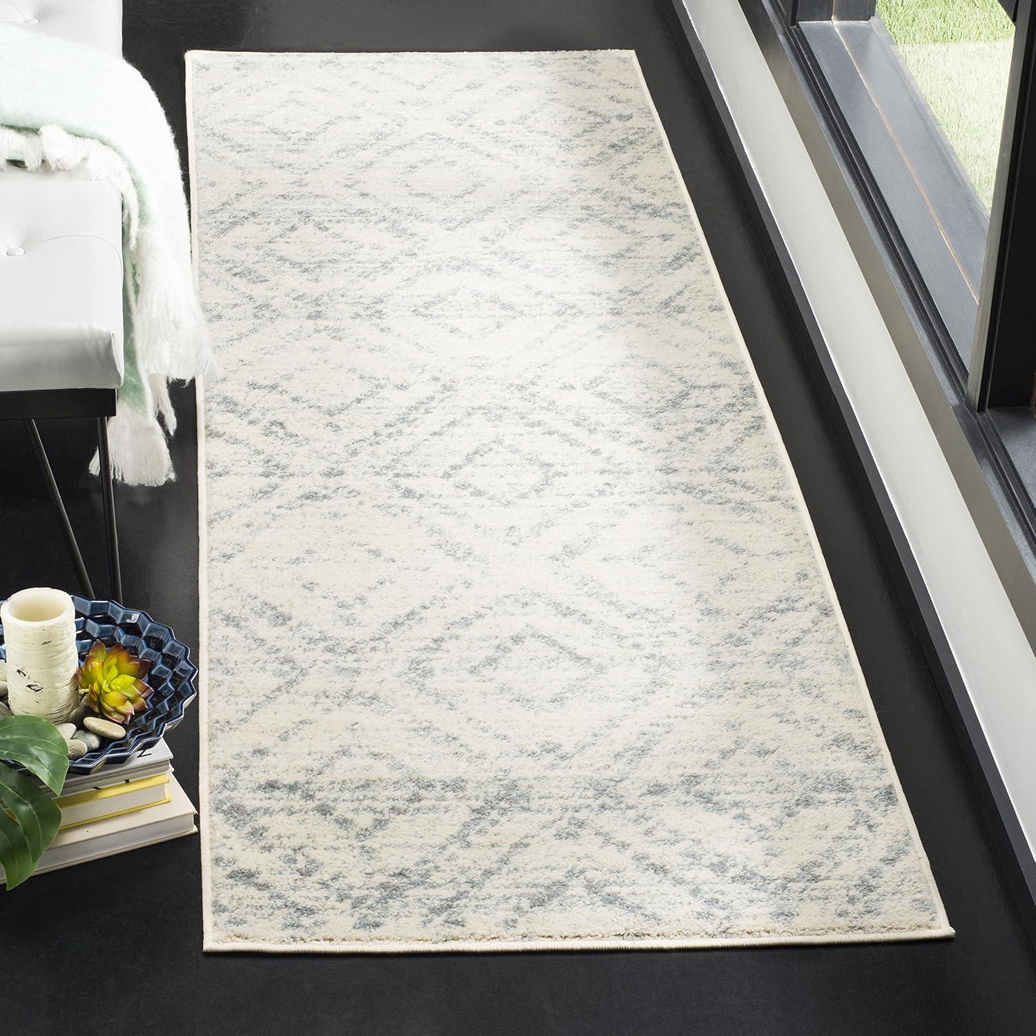 Adirondack ADR131 Machine Made Indoor Runner - Ivory/Light Blue - 2'-6"x8' - Safavieh