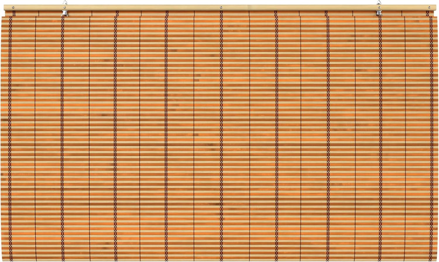 Burnt Bamboo Cordless Window Shade - Two-tone Honey 48" W