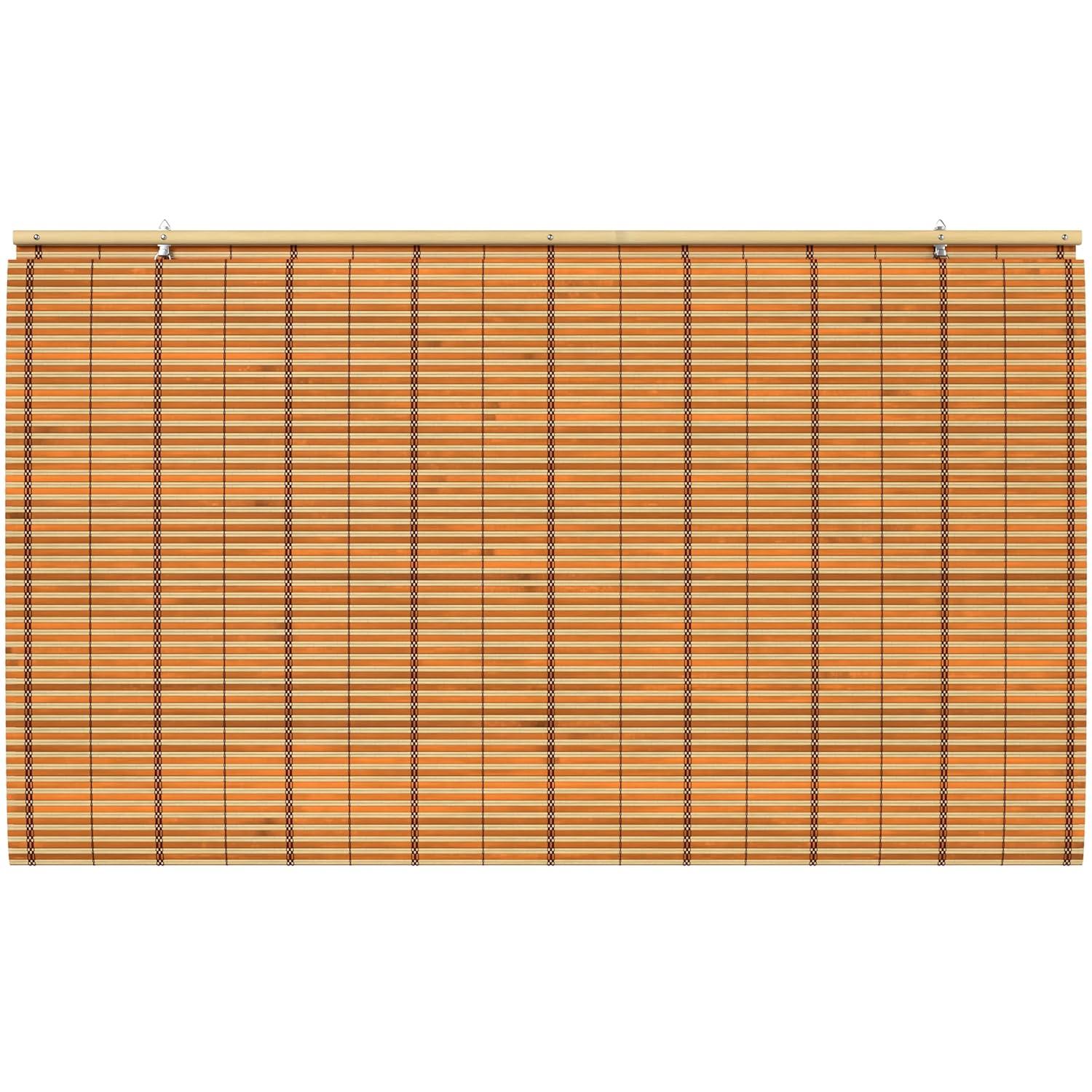 Burnt Bamboo Cordless Window Shade - Two-tone Honey 48" W