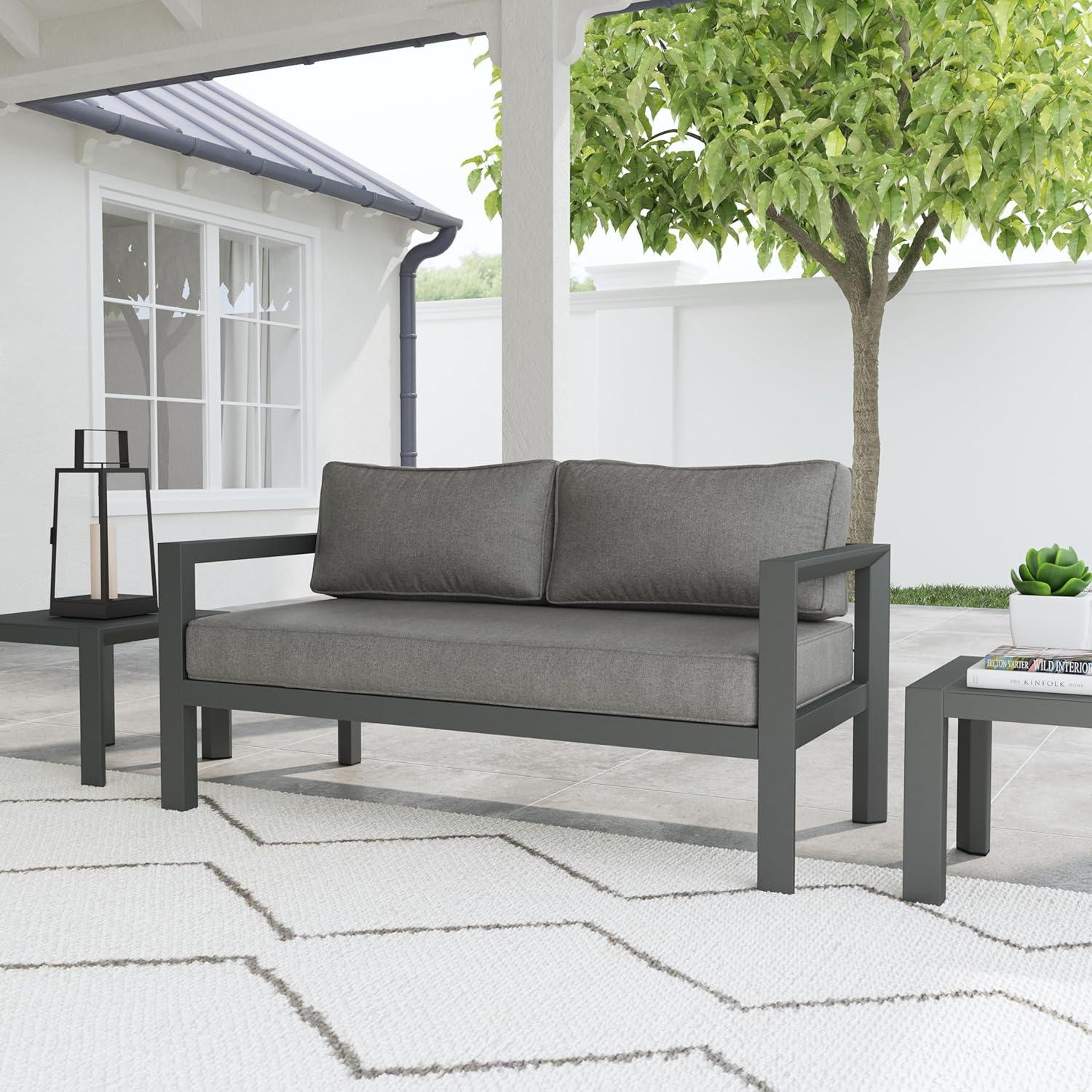 Homestyles Grayton Gray Aluminum Outdoor Loveseat