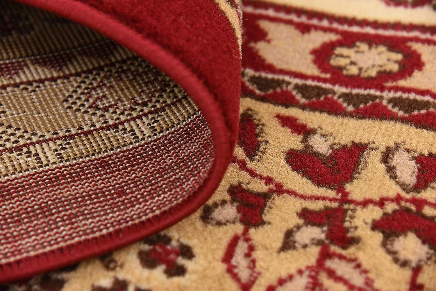 Elegant Medallion 9' x 12' Synthetic Area Rug in Red, Black, and Cream