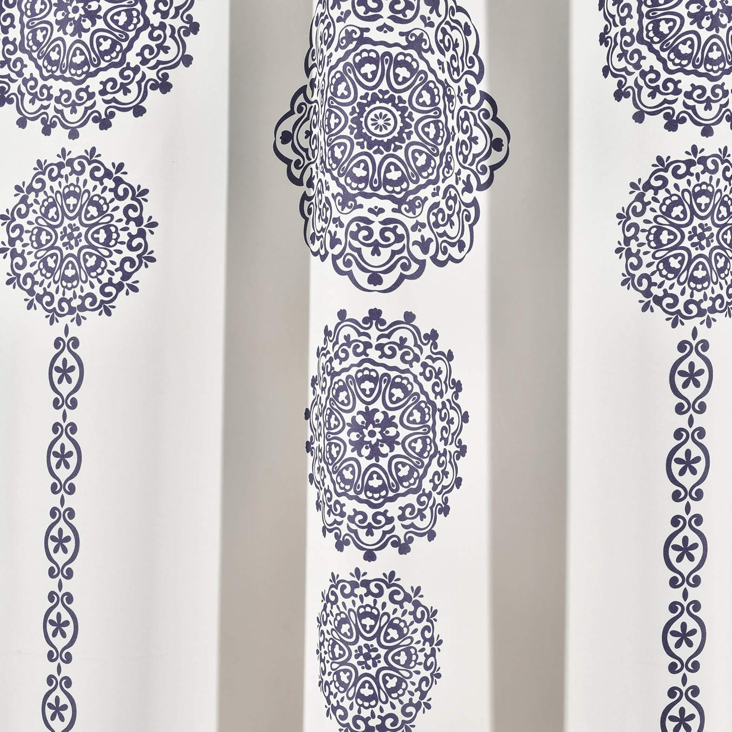 Stripe Medallion Polyester Room Darkening Curtain Pair (Set of 2)