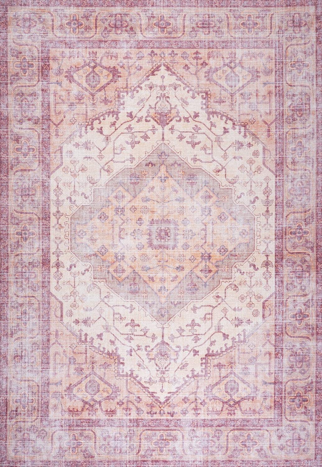 Alacati Ogee Medallion Machine-Washable Area Rug - JONATHAN Y