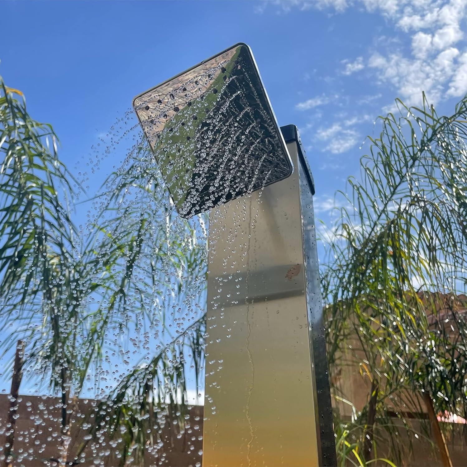 JASODI Luxury Solar Outdoor Shower, Brushed Gold and Black