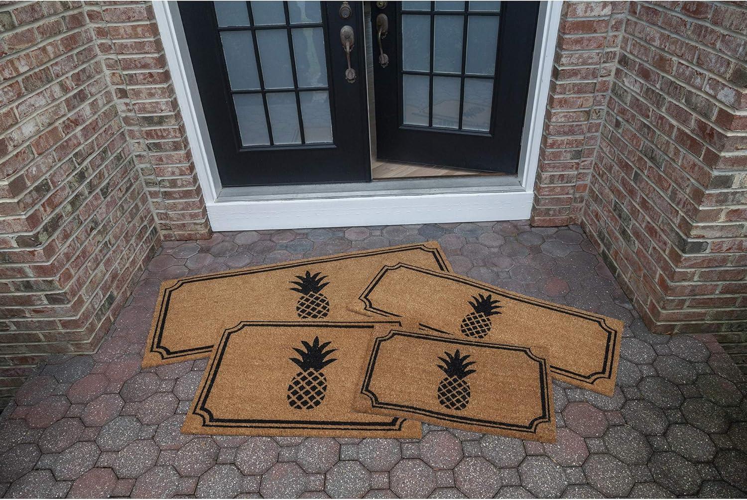 1'5" x 2'5" Pineapple Indoor/Outdoor Coir Doormat Natural/Black - Entryways: Welcome Mat, PVC Backed, Shake Clean
