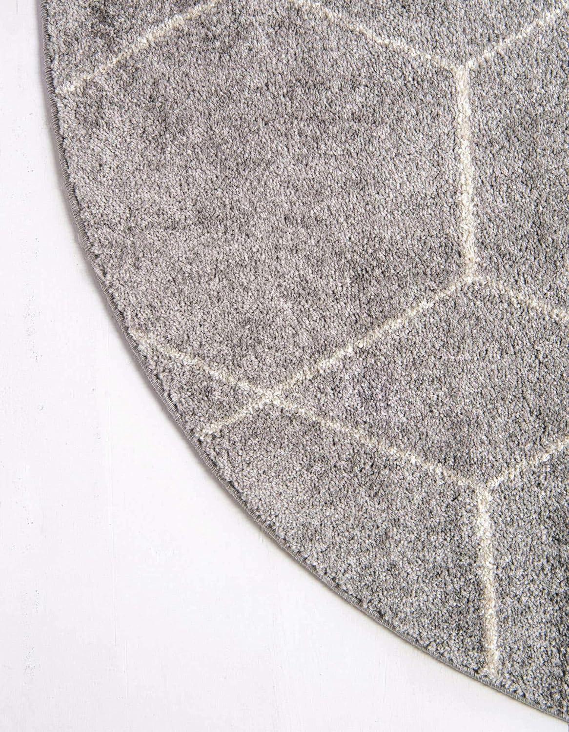 Unique Loom 6' 0 x 6' 0 Trellis Frieze Geometric Light Gray Area Rug