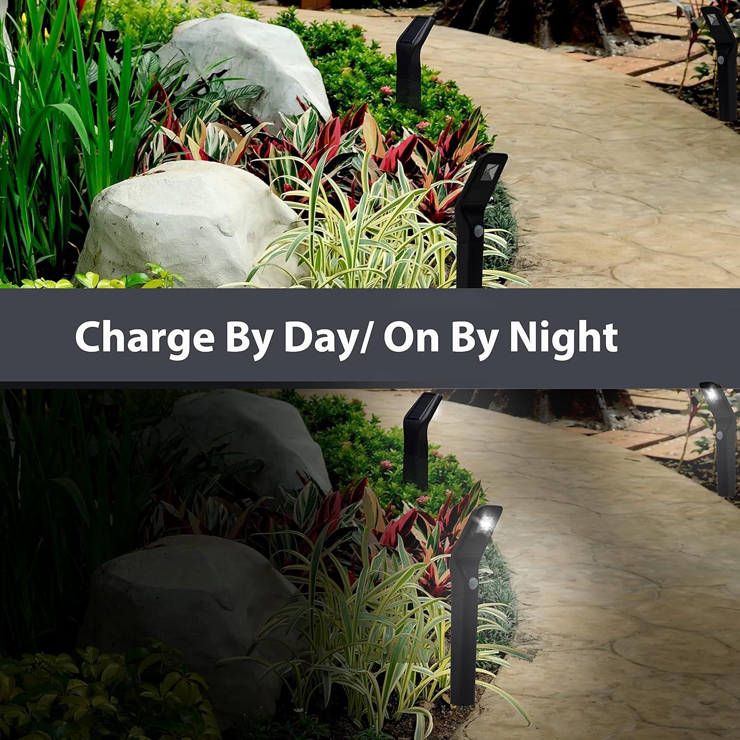 Black Solar Powered Motion Sensor Integrated LED Landscape Lighting