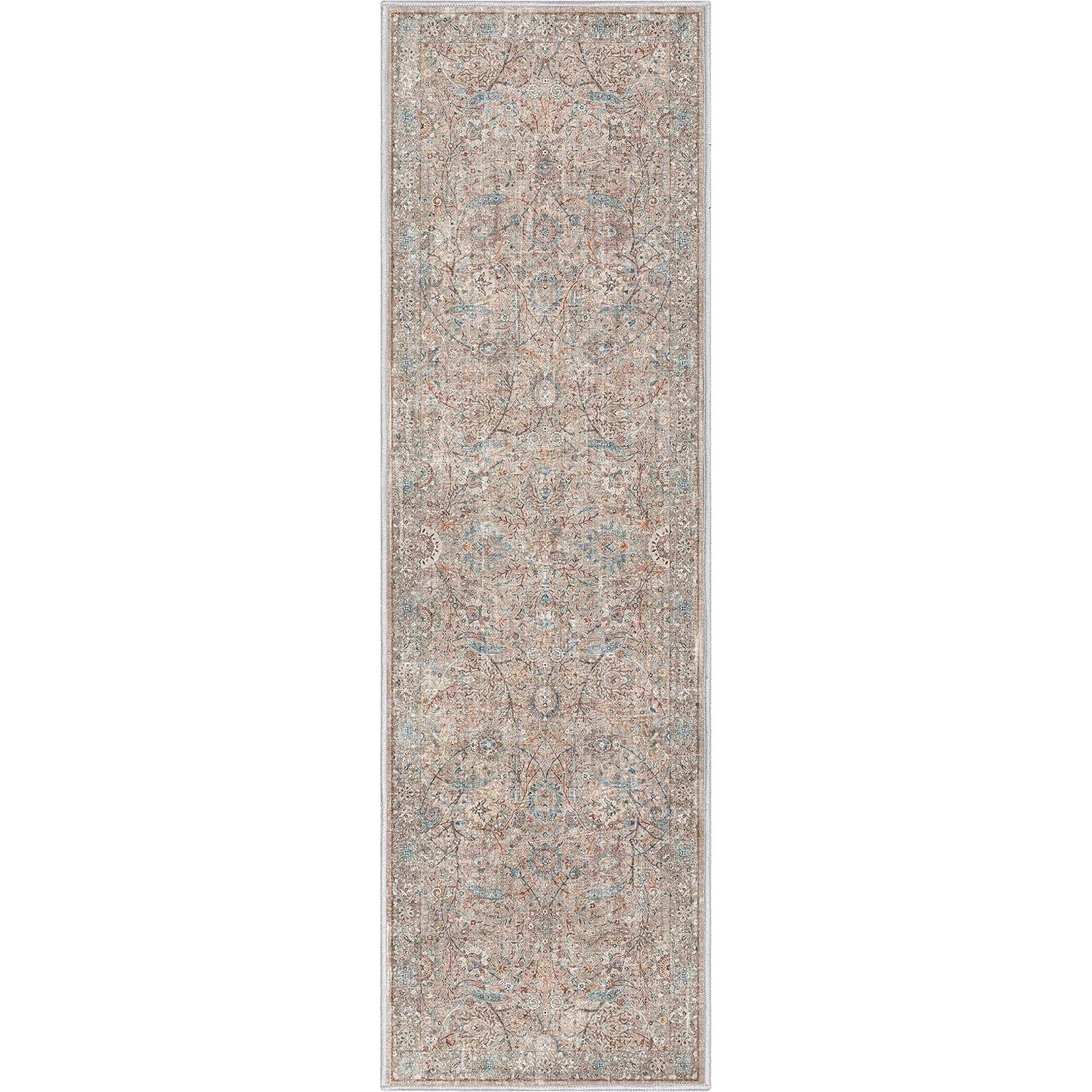 Well Woven Asha Emilia Vintage Persian Floral Ivory 9'10" x 13' Machine Washable Area Rug
