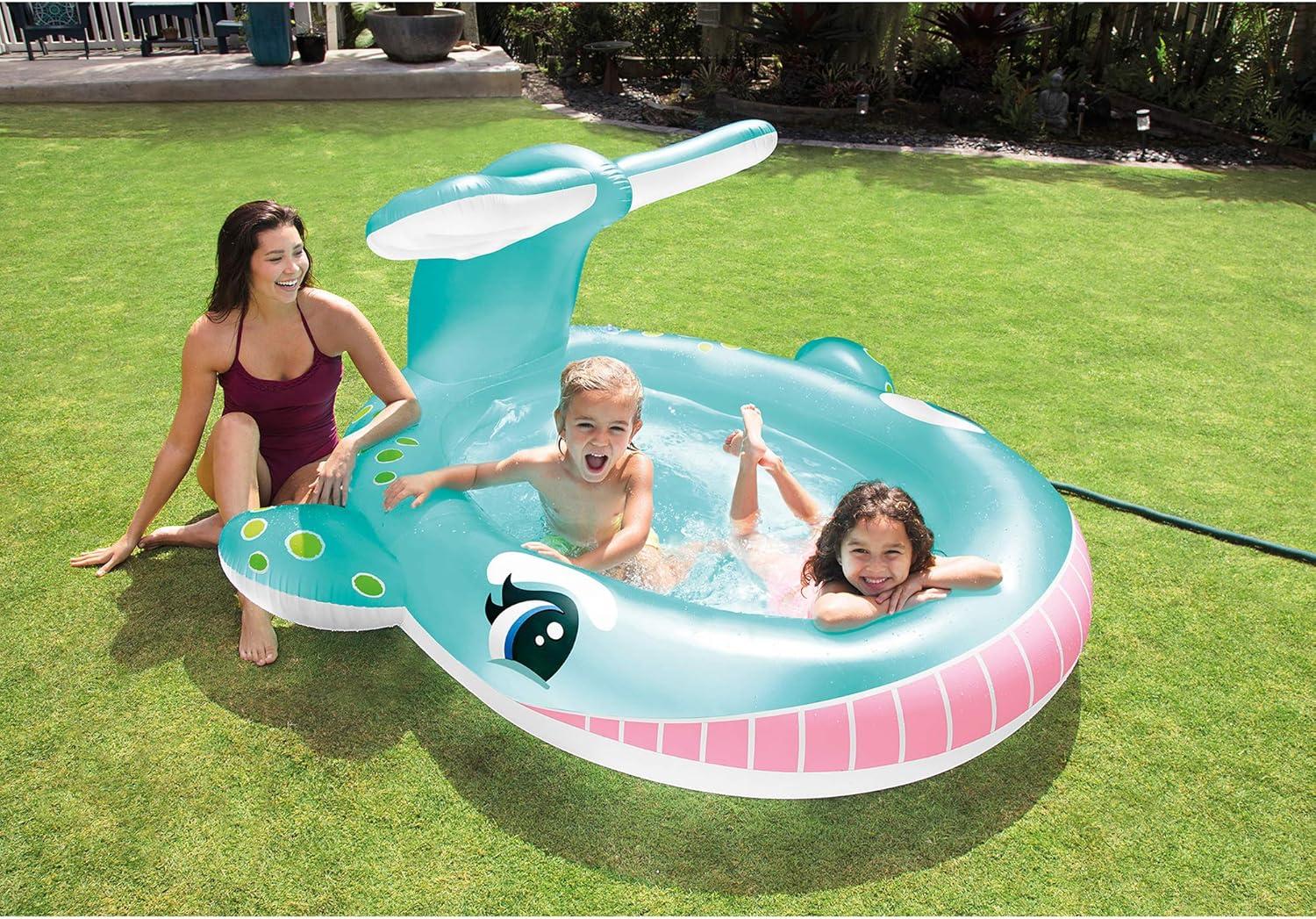 Intex Intex 57440EP 79" x 77" x 36" Inflatable Whale Spray Kiddie Pool for Kids 2+