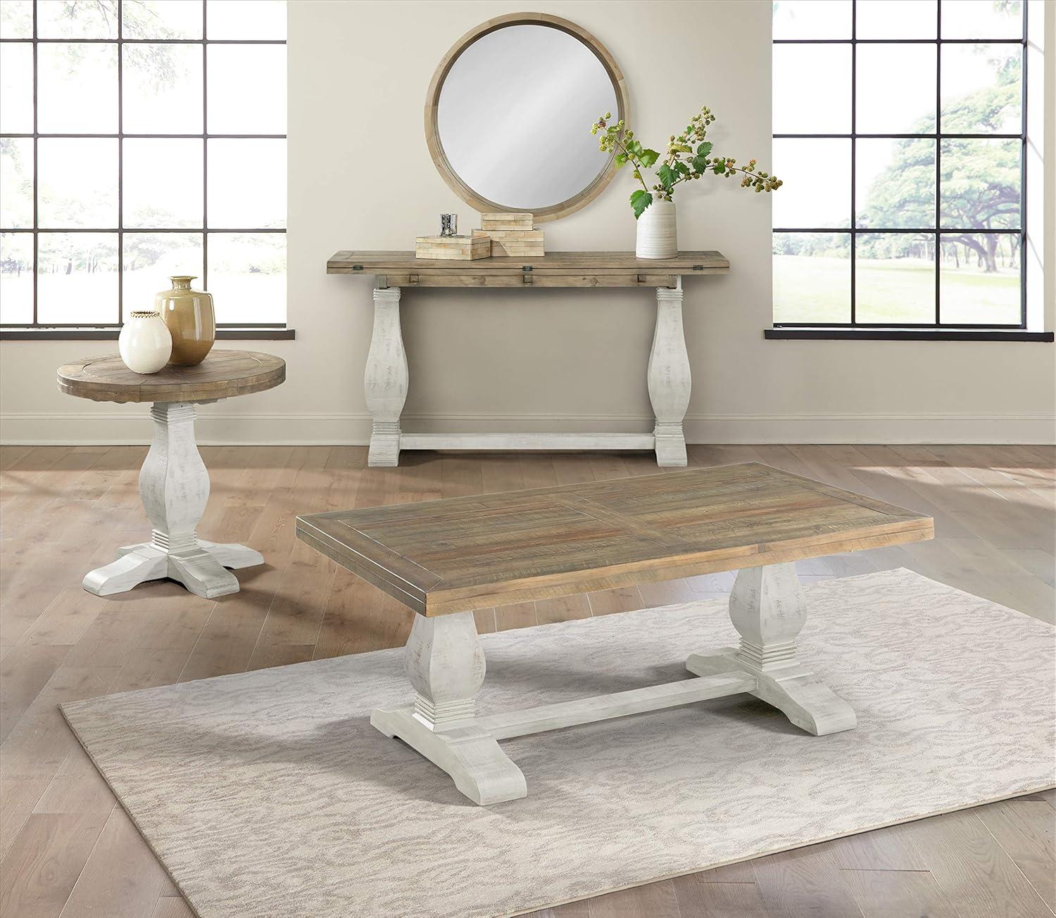 Napa Solid Wood Coffee Table White Stain and Natural Brown - Martin Svensson Home